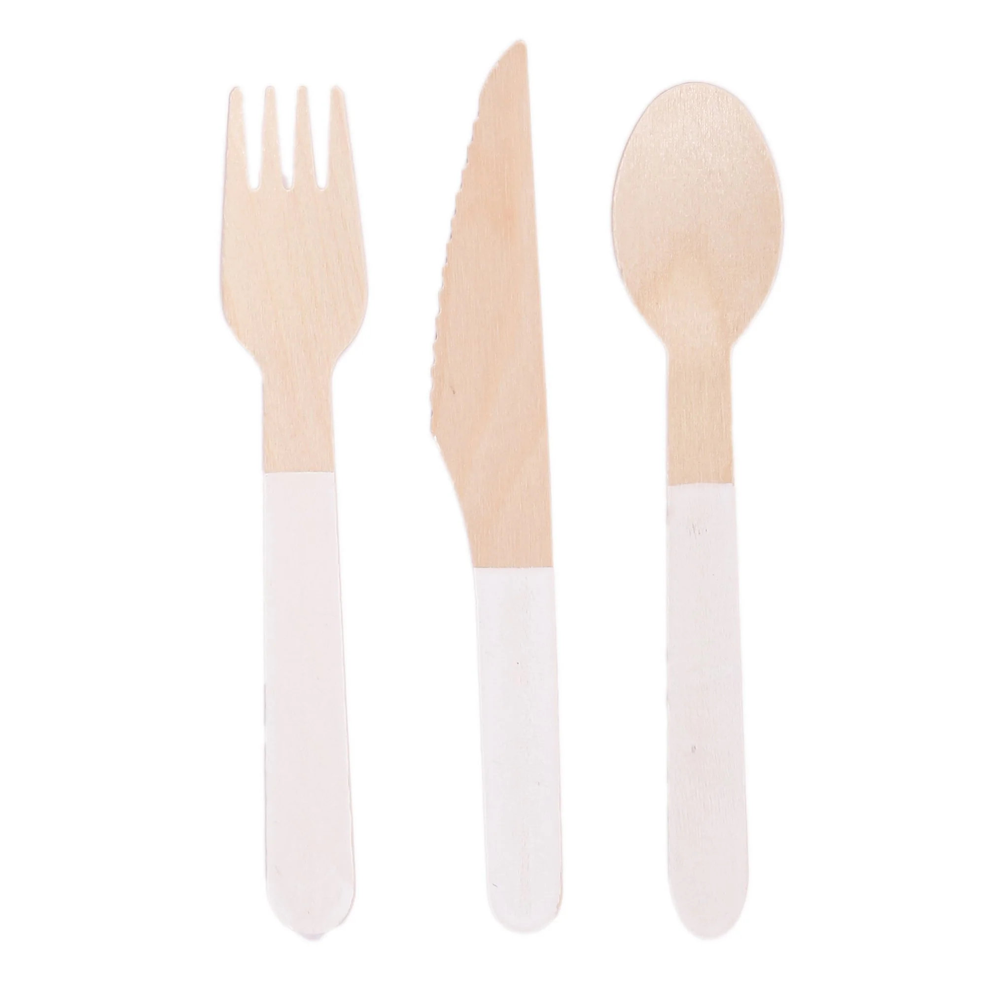 Set de 18 couverts en bois blanc - Image 2