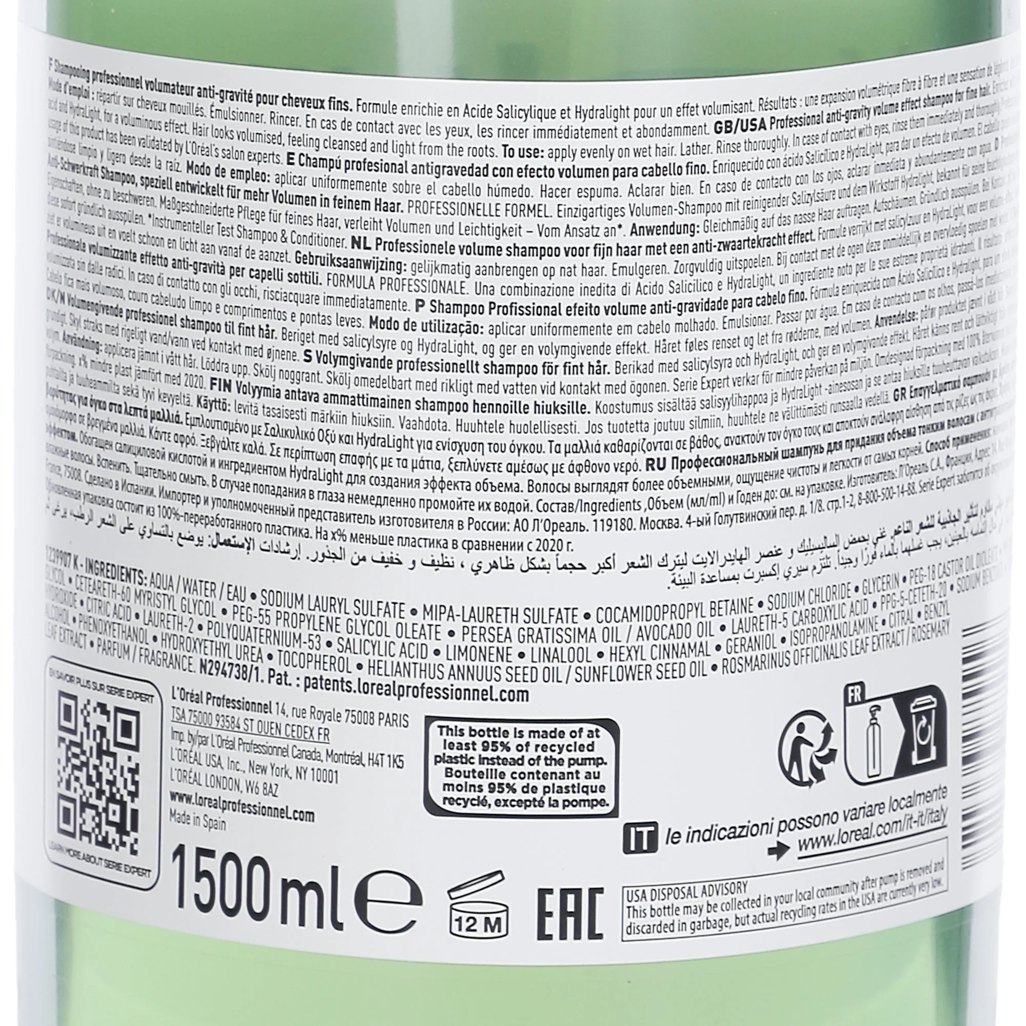 Shampoing volumetry acide salicyclic série expert avec pompe Grand format - Image 3