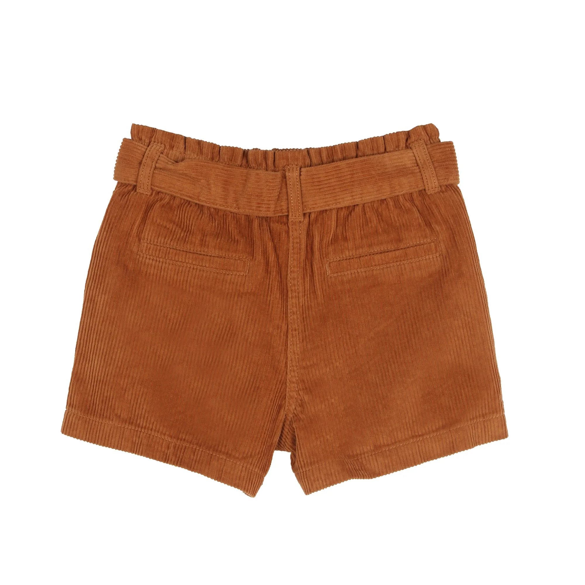 Short en velours avec ceinture 3/12 ans - Marron - Image 2