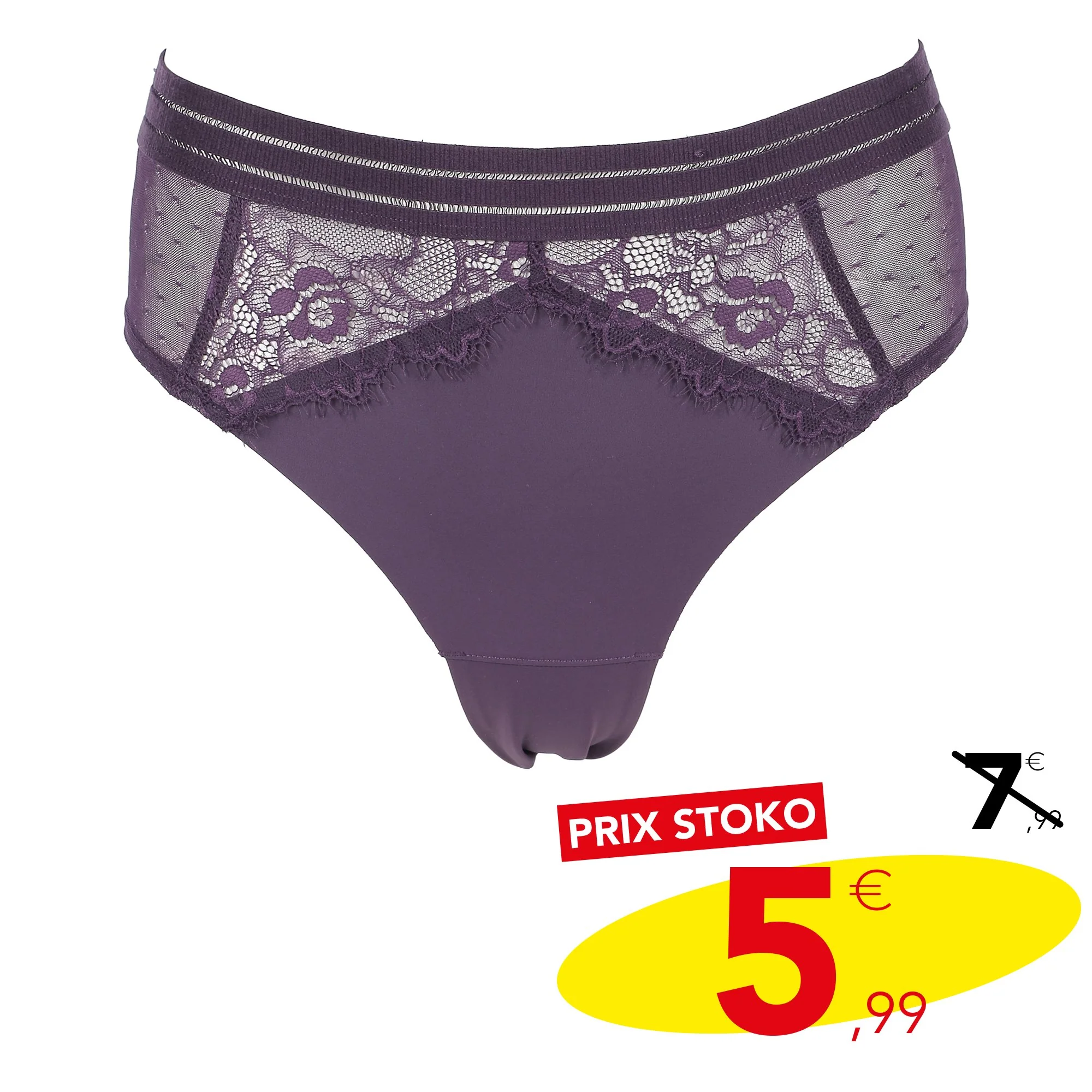 Slip dentelle et mesh violet - Image 3