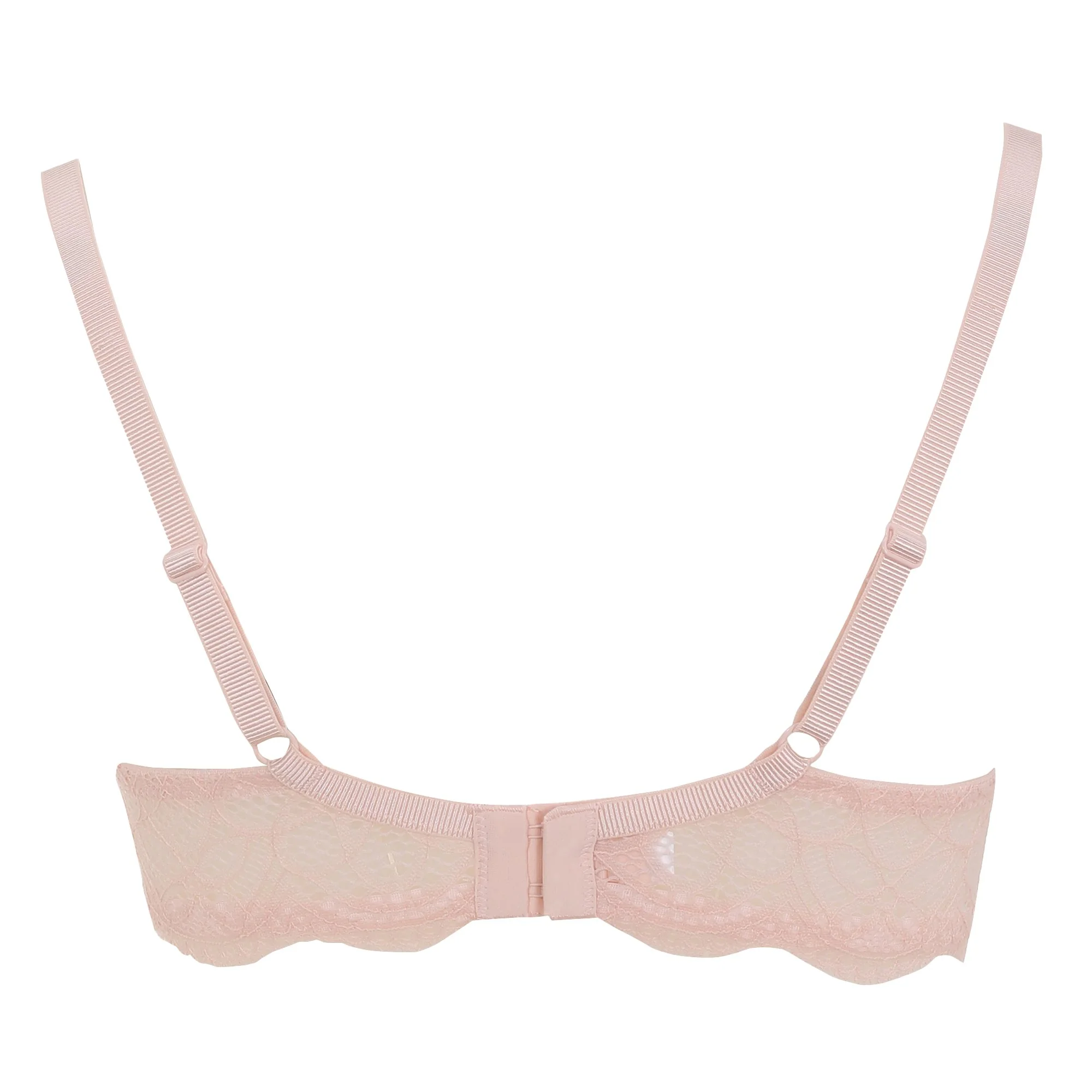 SOUTIEN-GORGE ARMATURE DENTELLE DOUBLURE CONTRASTEE ROSE CLAIR - Image 2