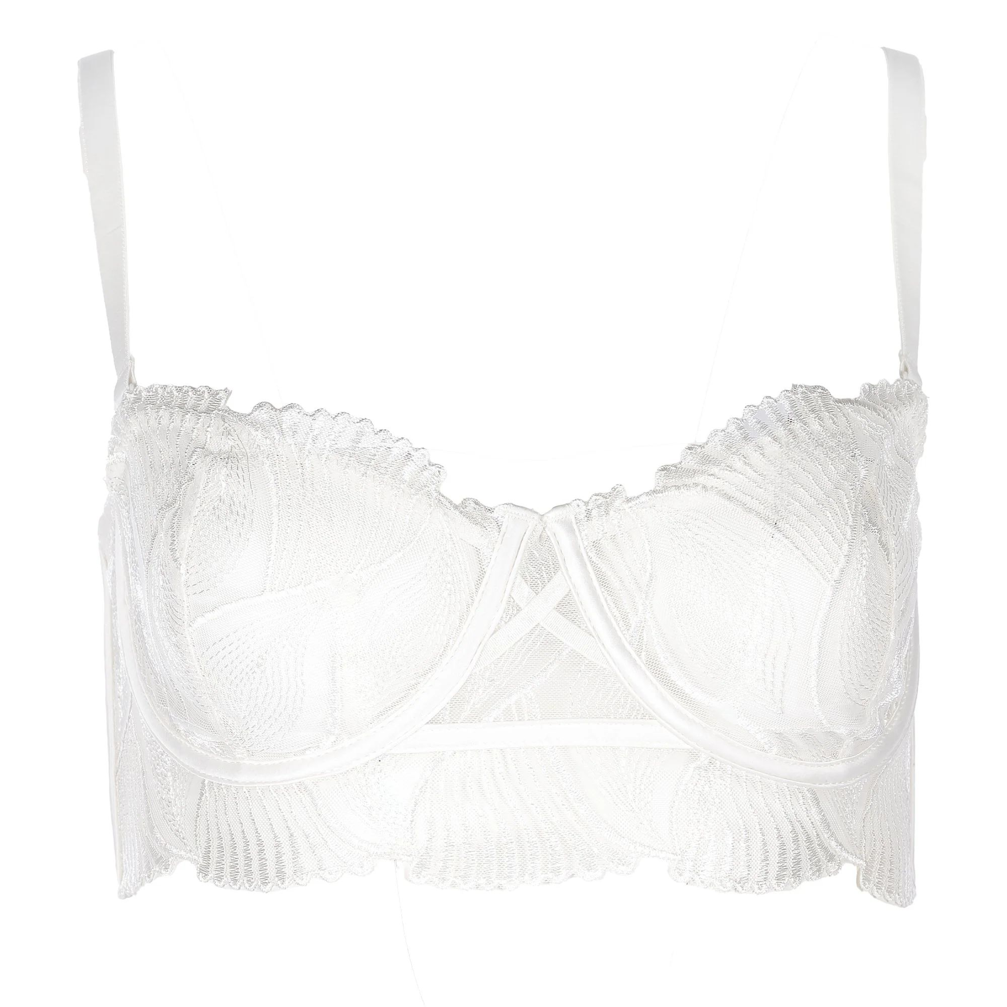 Soutien-gorge bustier broderie ivoire  - Blanc