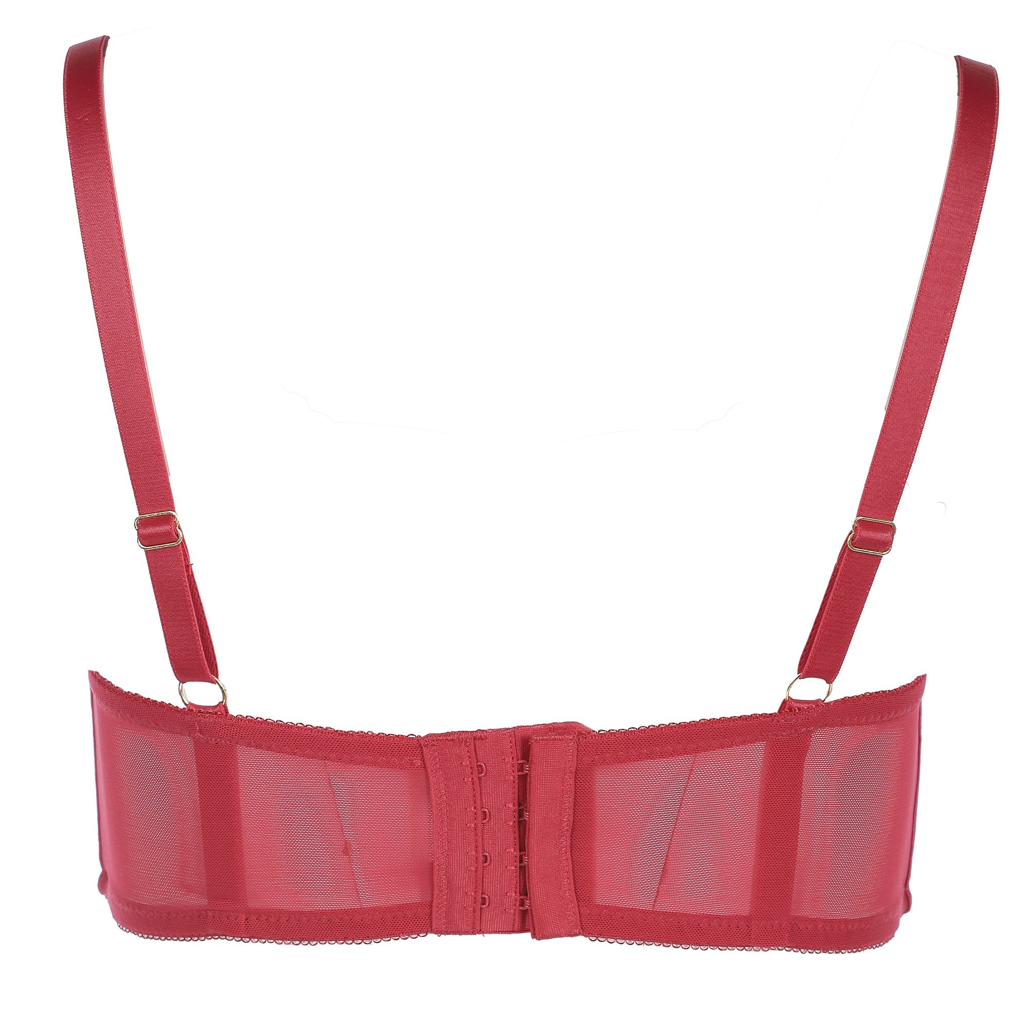 Soutien-gorge bustier dentelle et bijou rouge  - Rouge - Image 2
