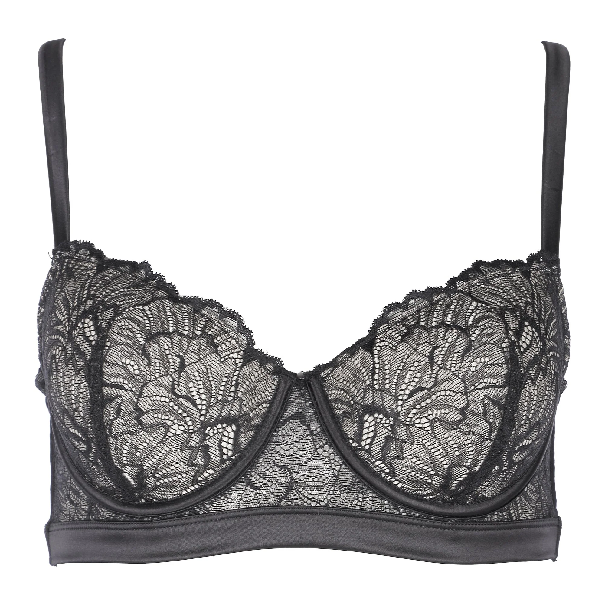 Soutien-gorge dentelle contrastée noir/nude  - Noir