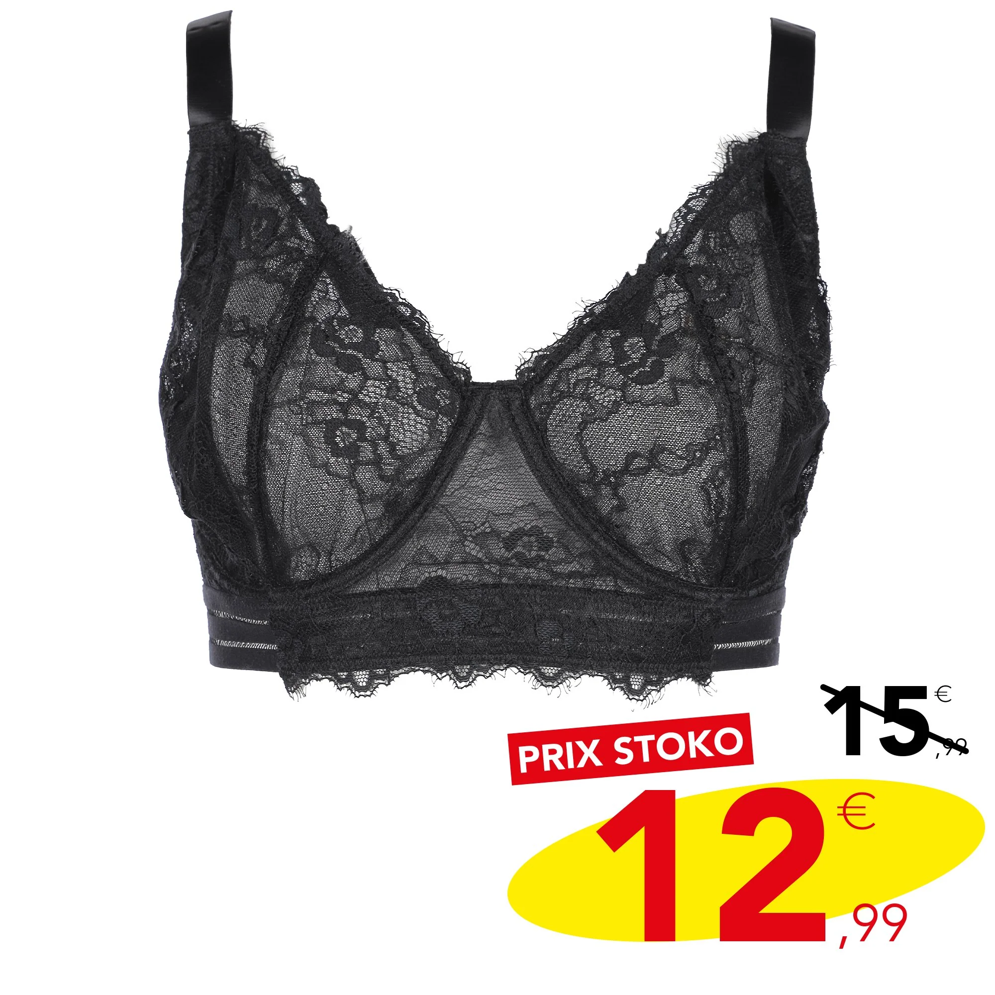 Soutien-gorge dentelle et mesh noir - Image 3