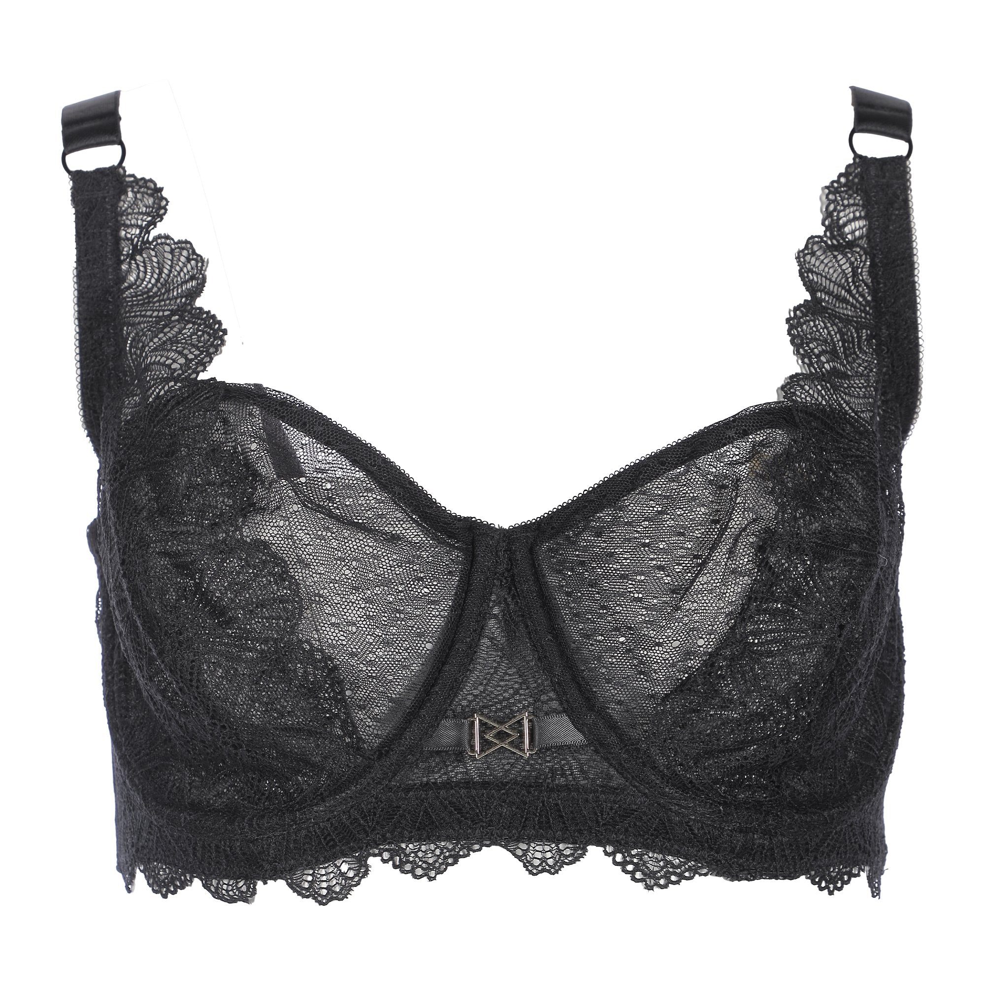 Soutien-gorge dentelle mesh noir bijou  - Noir