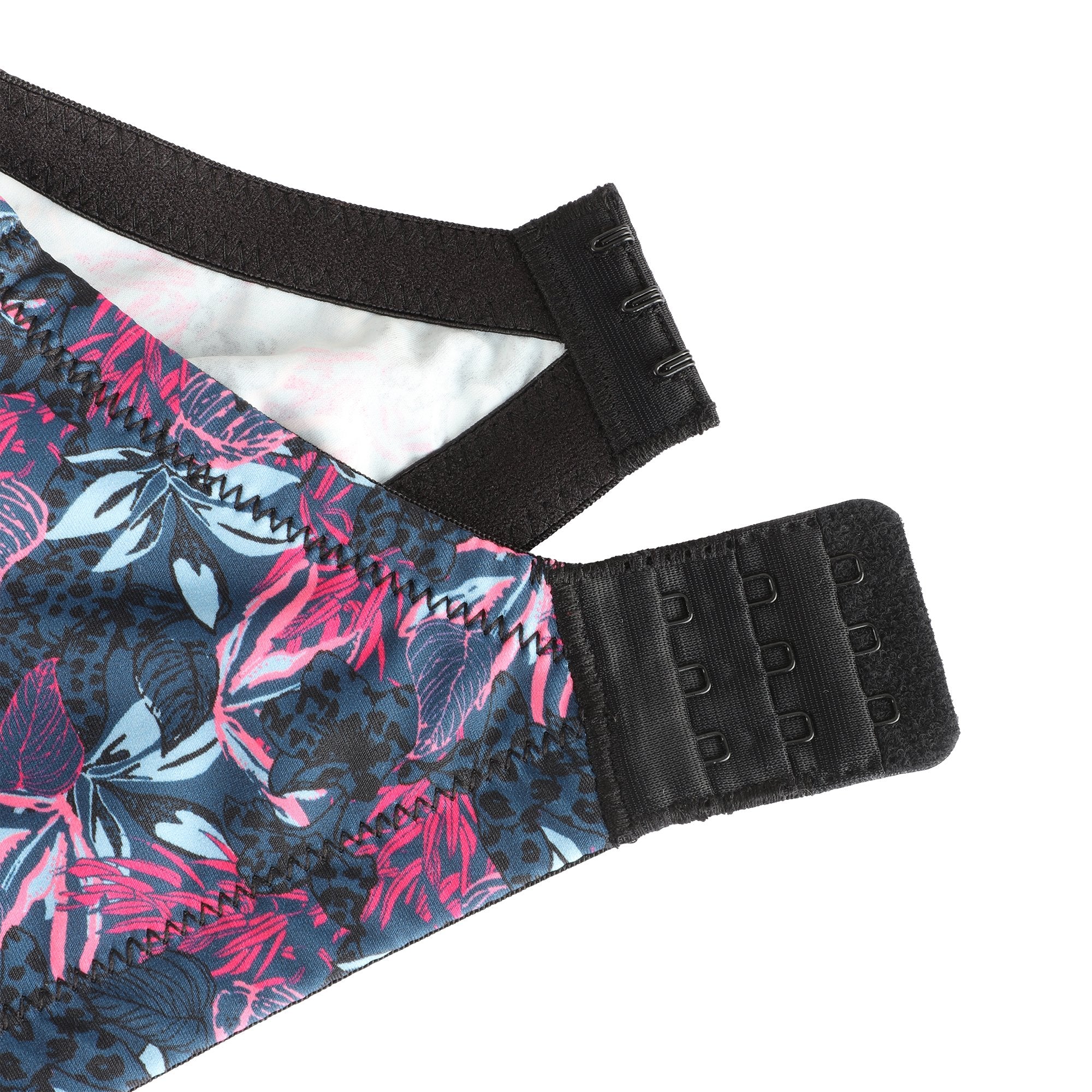 Soutien gorge fleuri bleu et noir grand maintien - Bleu - Image 4