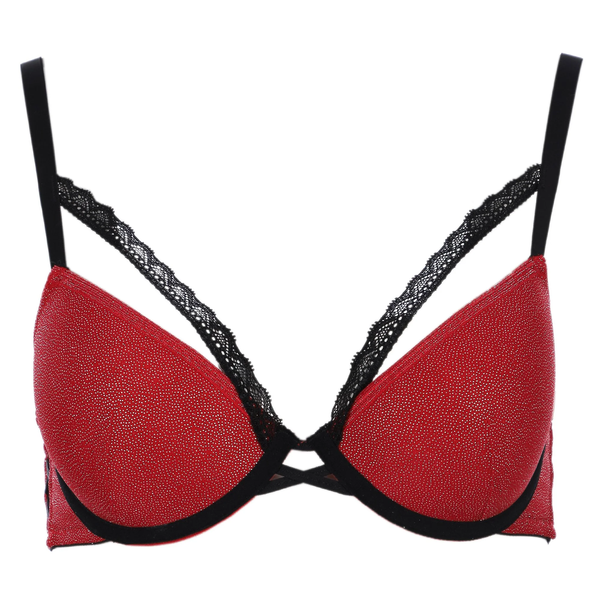 Soutien-gorge rouge Lurex noir