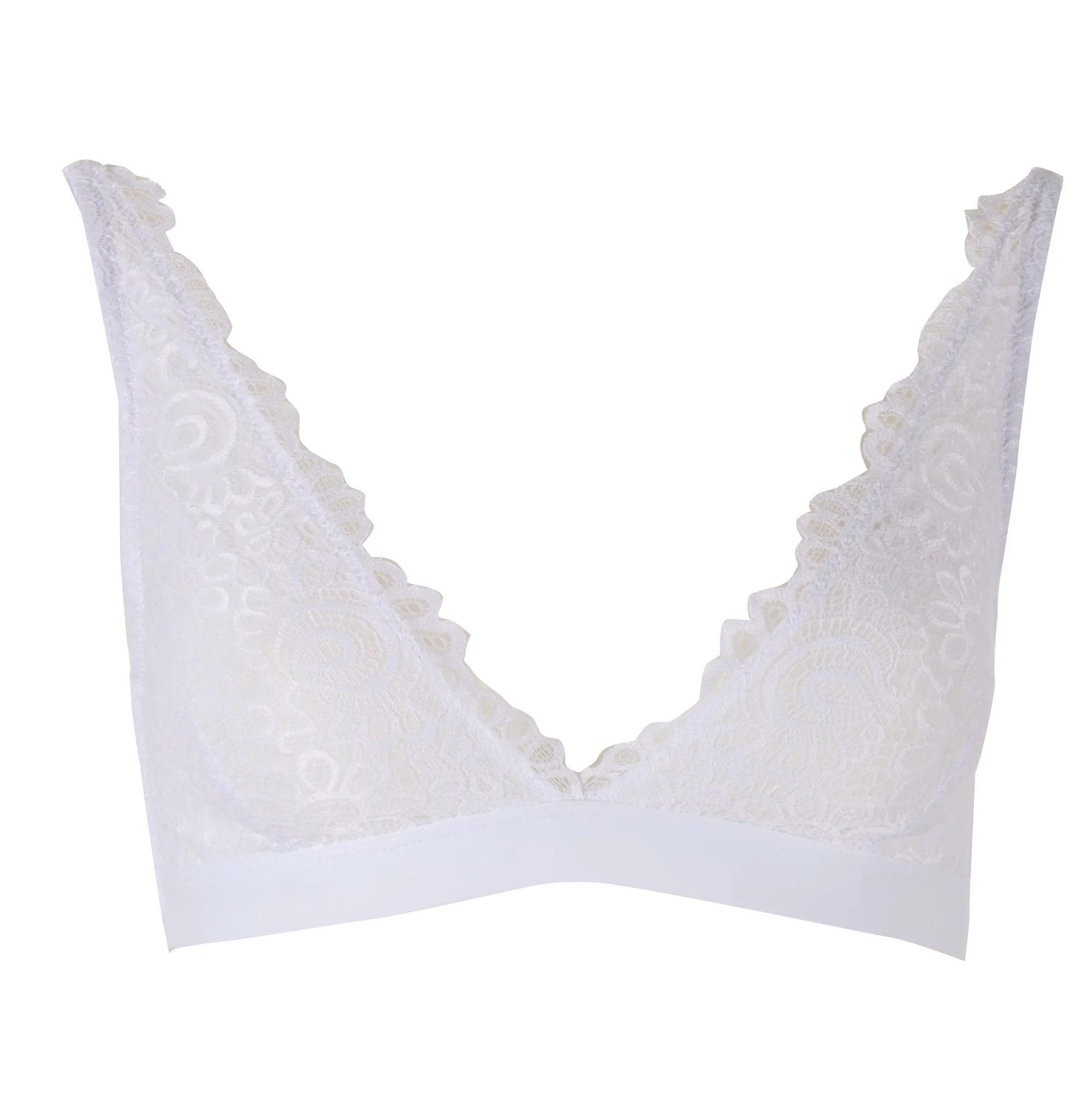Soutien gorge triangle en dentelle blanc  - Blanc
