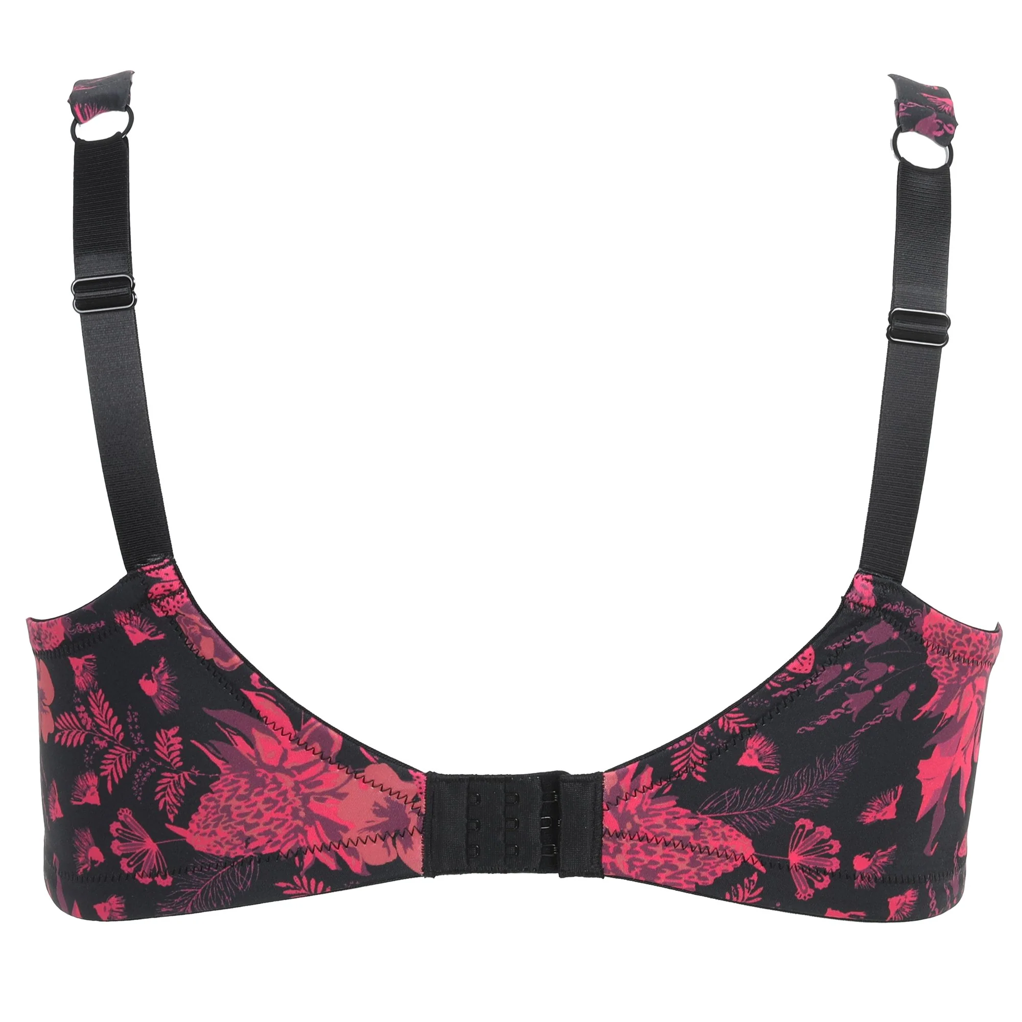 Soutien gorges fleuri noir et rose grand maintien - Rose - Image 2