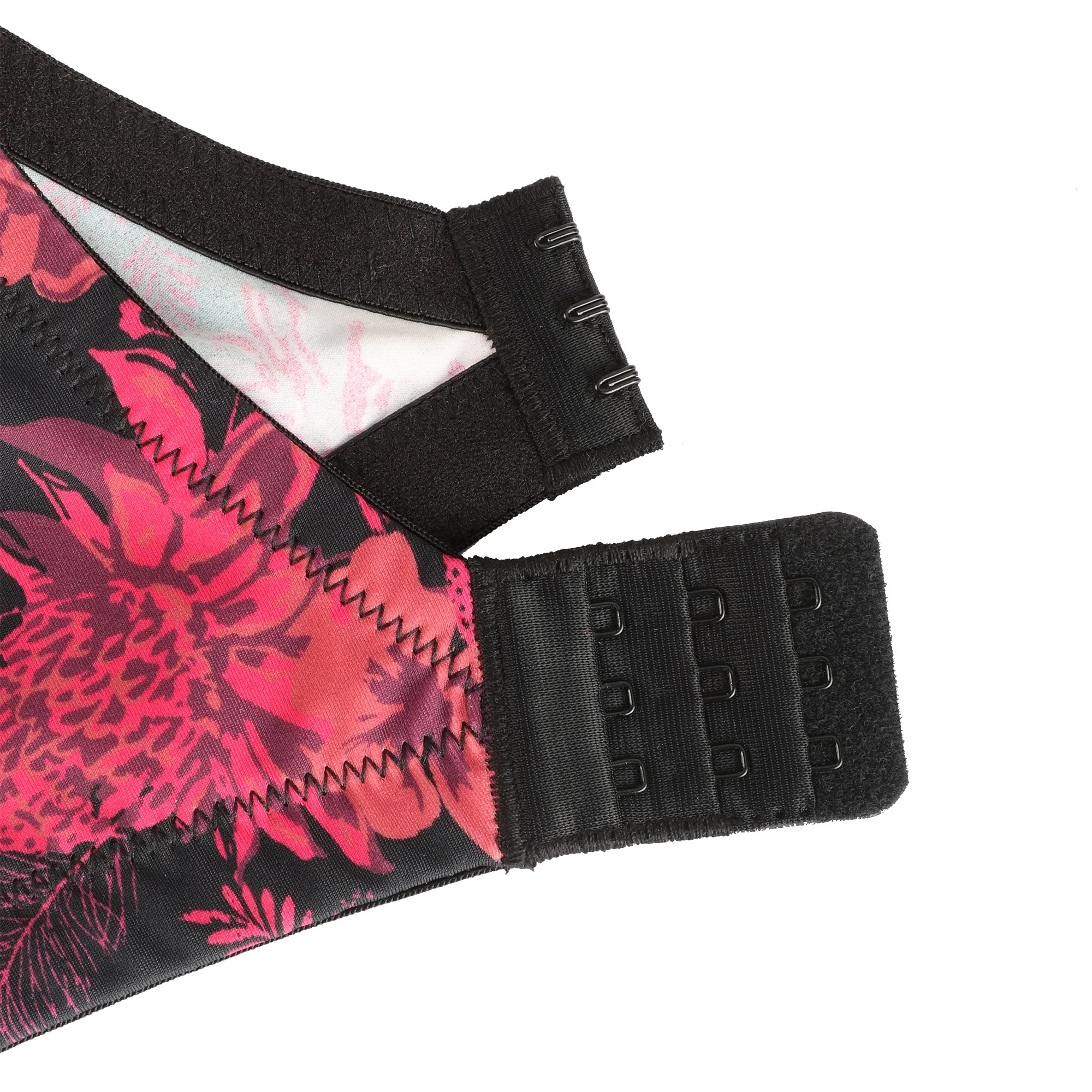Soutien gorges fleuri noir et rose grand maintien - Rose - Image 4