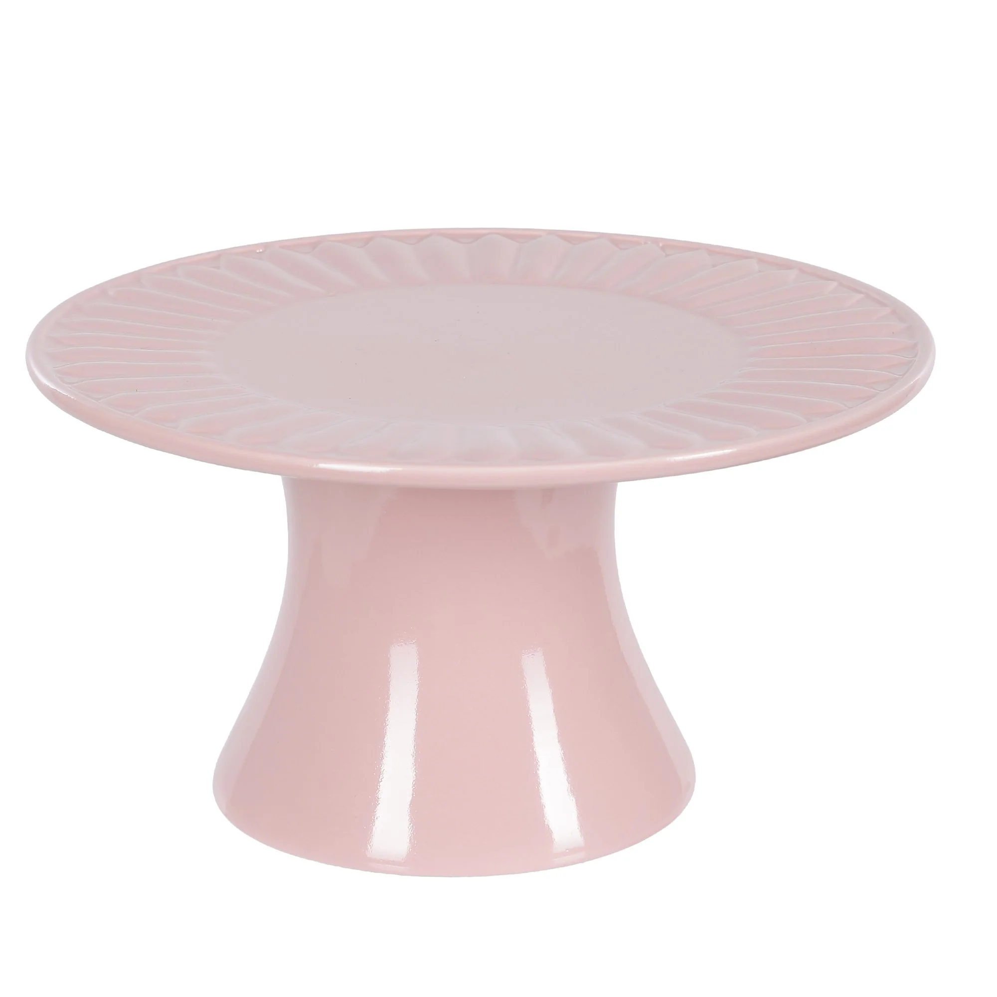 Support à gâteau strié dolomite 22.2 cm  - Rose