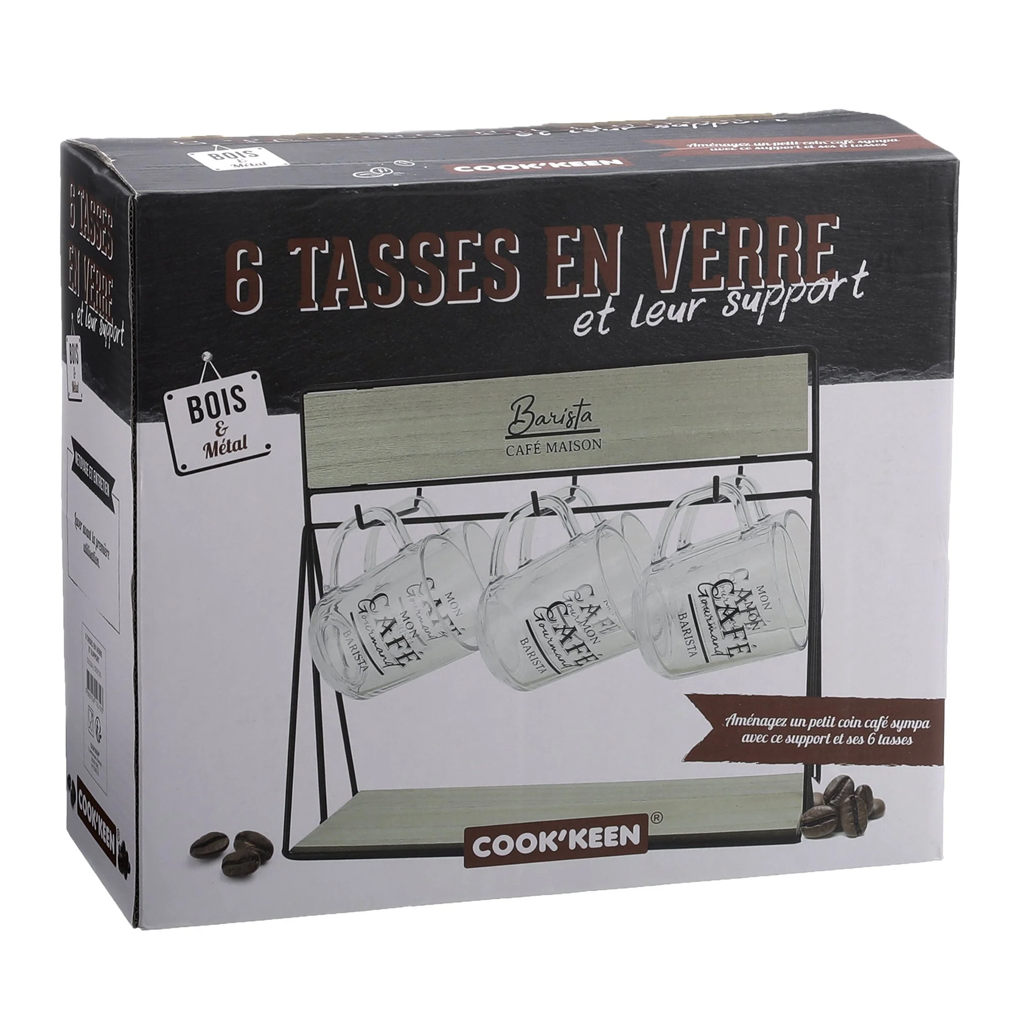 Support pour tasses avec 6 tasses en verre - Image 3
