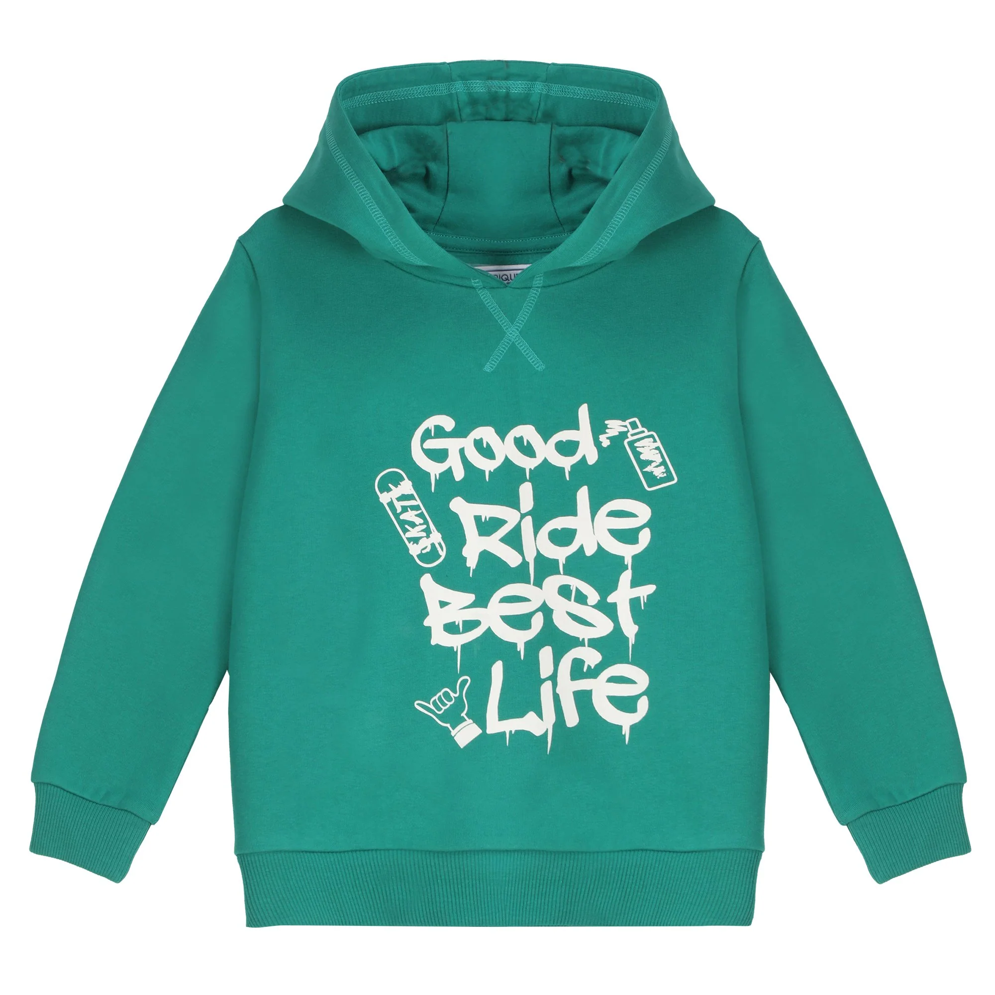 Sweat à capuche avec animation 3/12 ans - Vert
