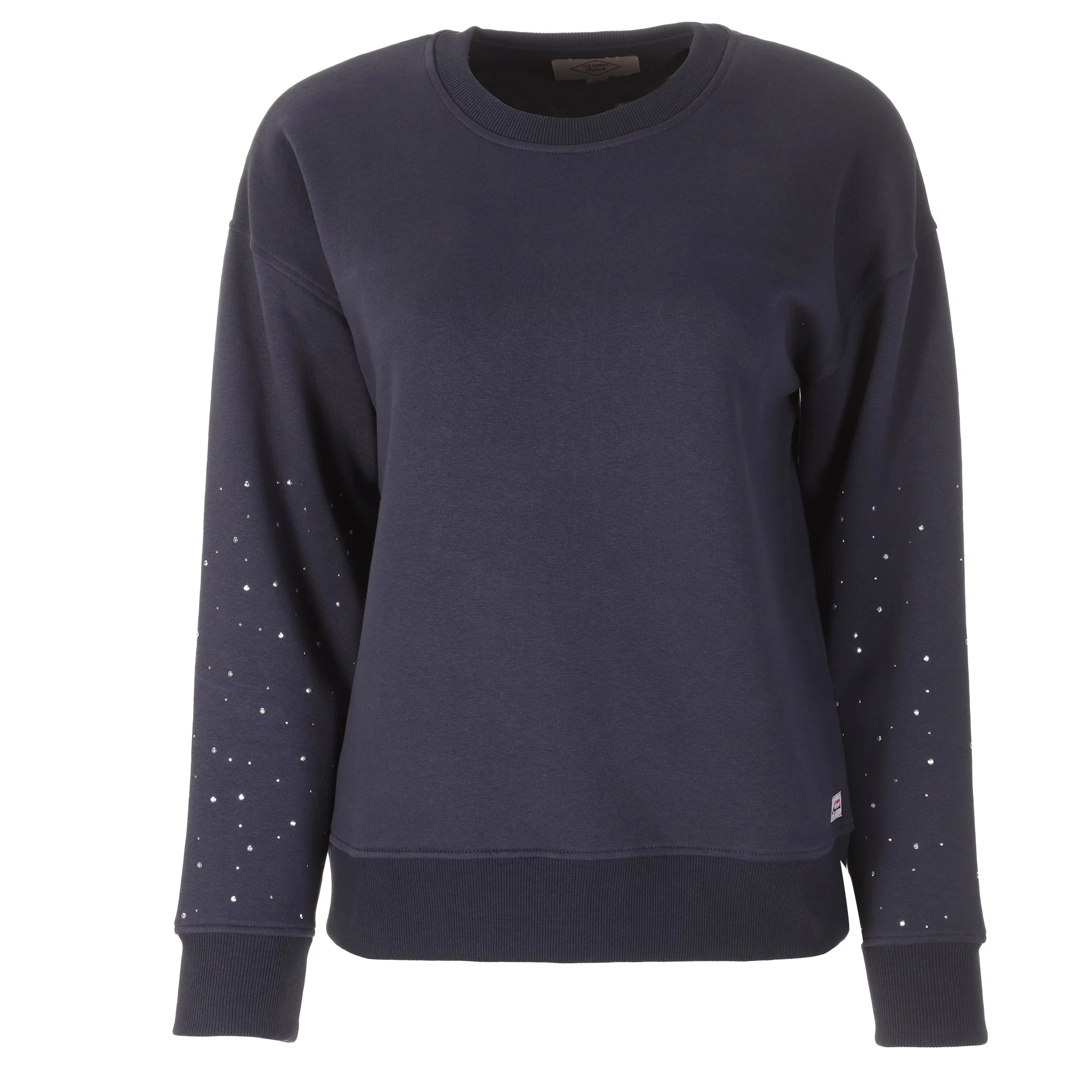 Sweat col rond à paillettes  - Bleu foncé