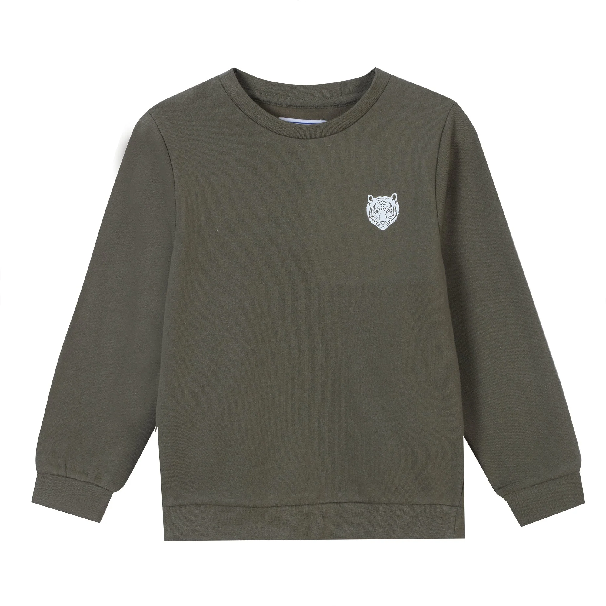Sweat col rond brodé cœur 3/12 ans - Kaki
