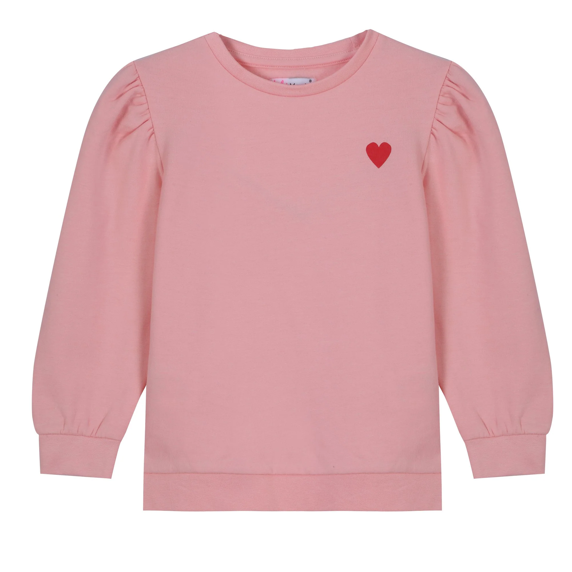 Sweat col rond brodé cœur 3/12 ans - Rose - Image 3