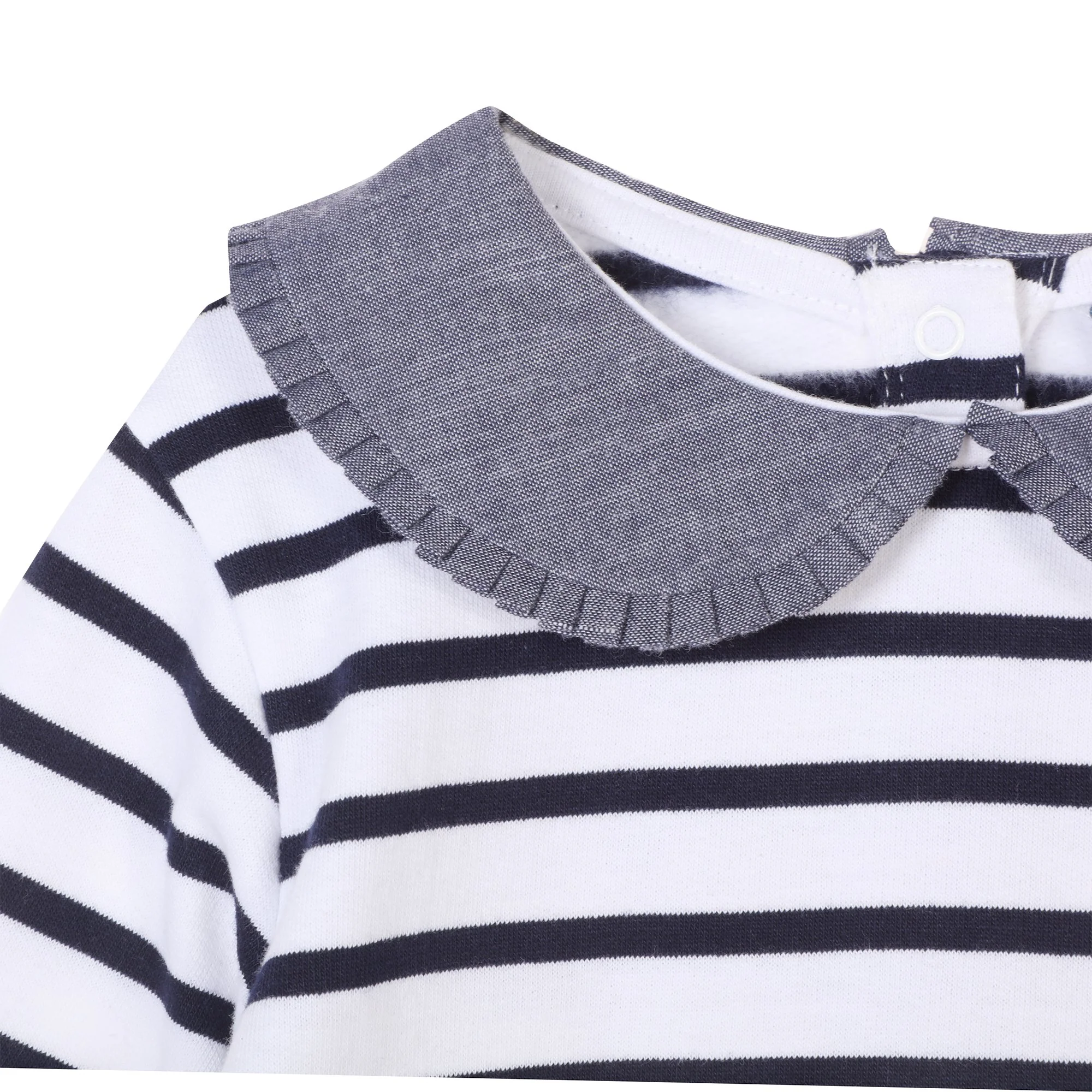 Sweat marinière avec col 3/36 mois - Blanc - Image 3