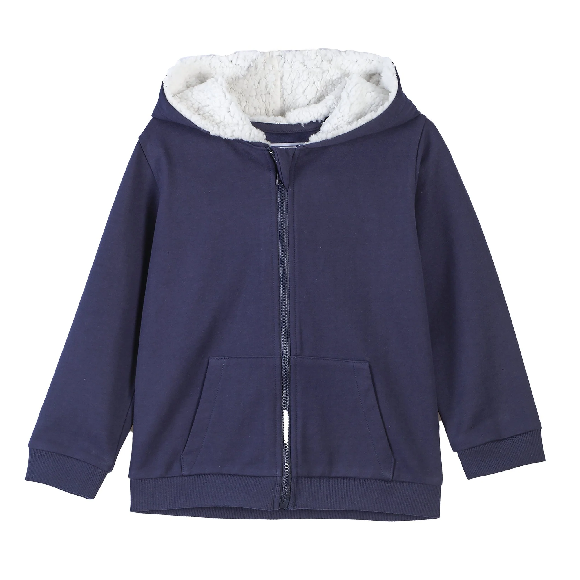 Sweat zippé doublé sherpa 3/12 ans - Bleu foncé