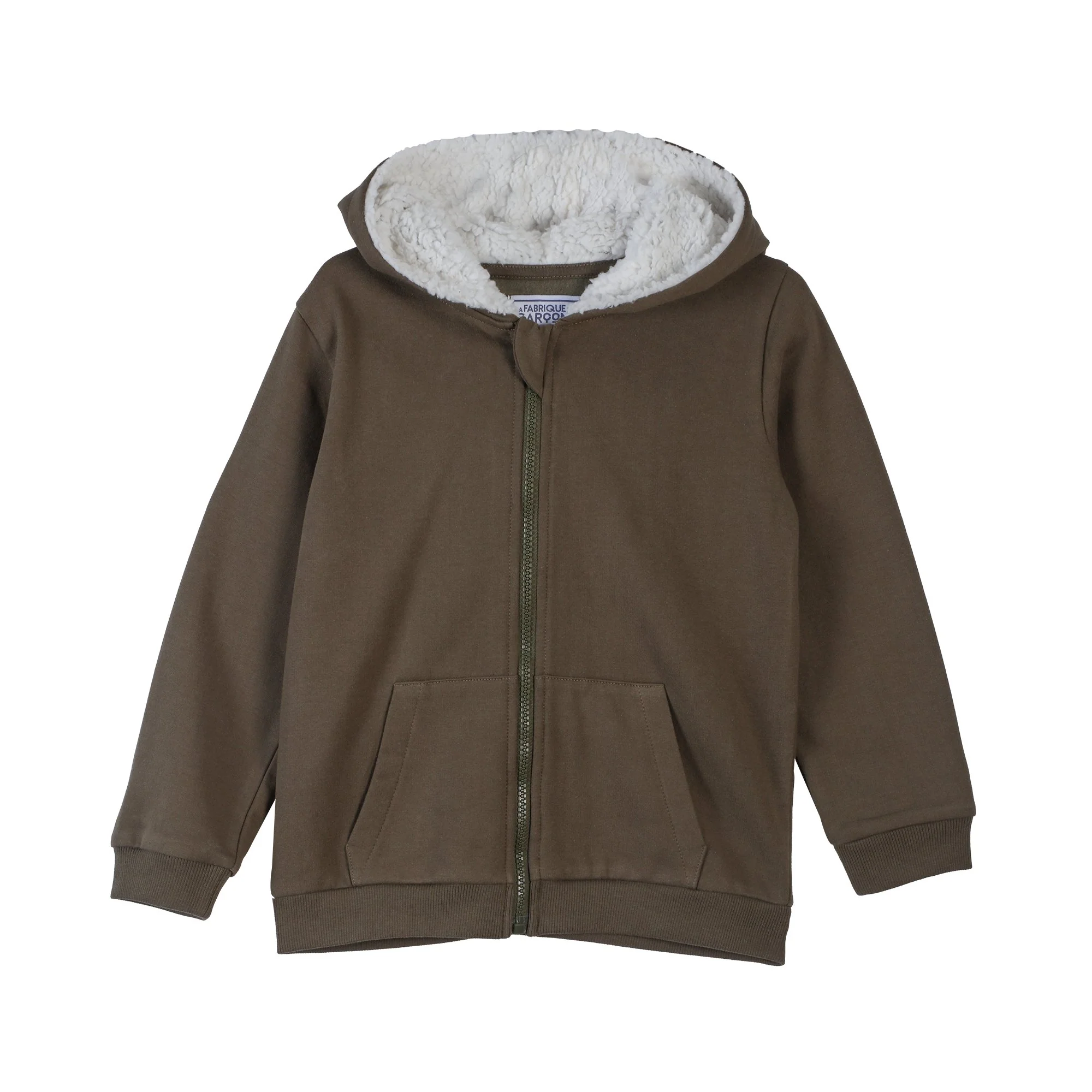 Sweat zippé doublé sherpa 3/12 ans - Kaki
