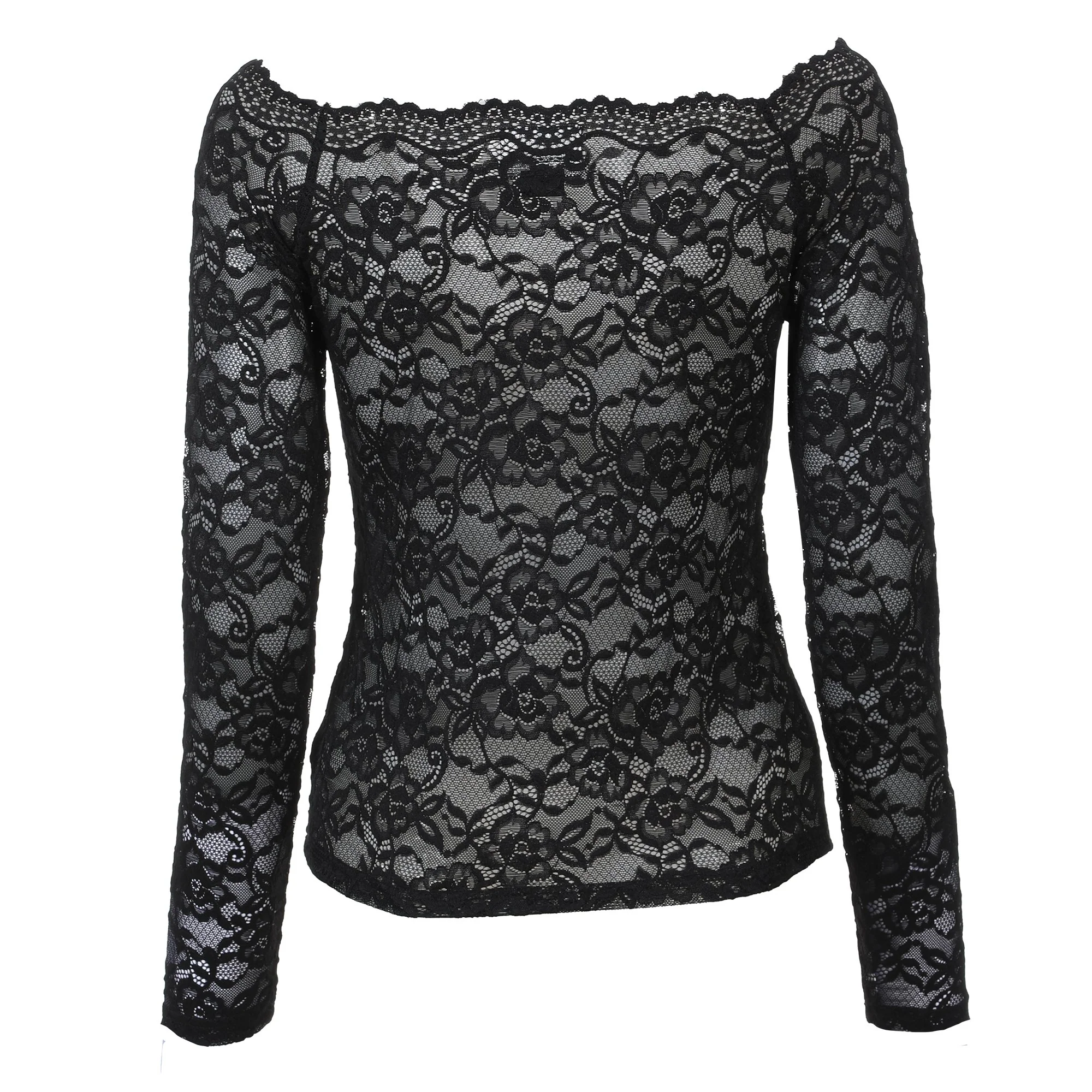 T-shirt en Dentelle - Noir - Image 2