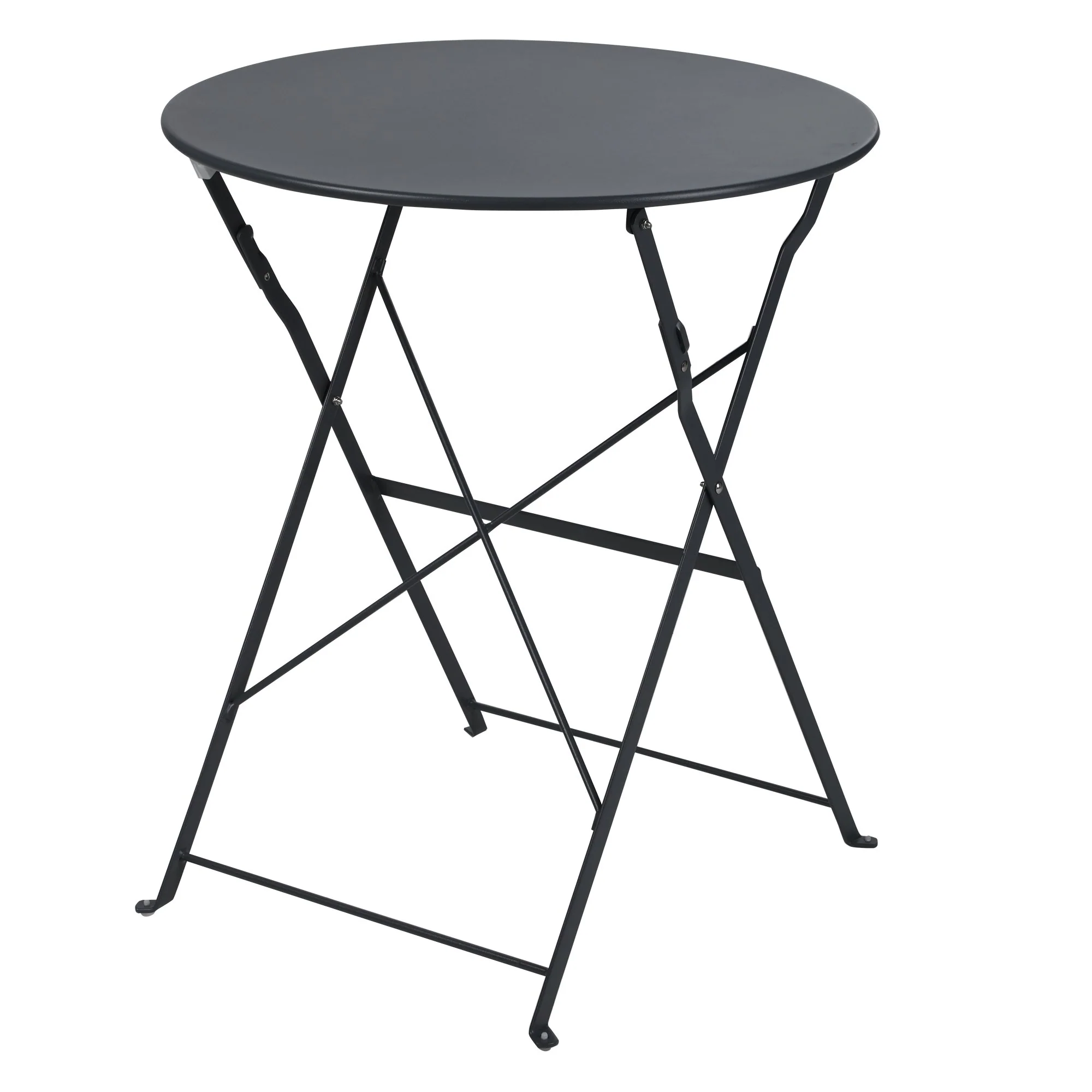 Table ronde pliante en métal anthracite