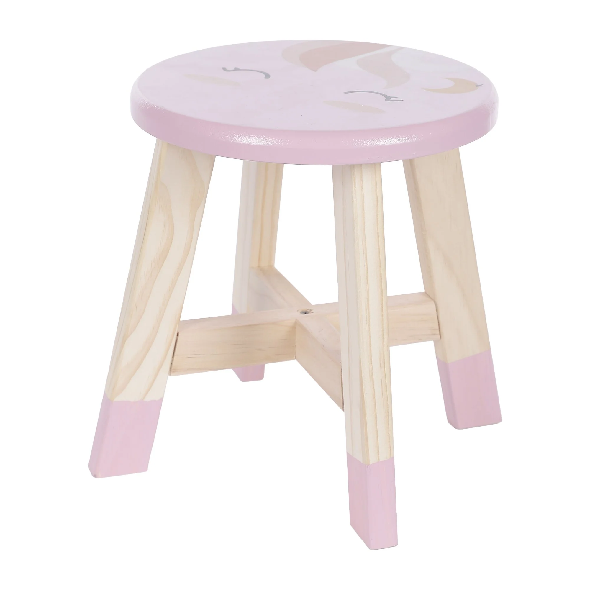 Tabouret en bois pour enfant  - Rose