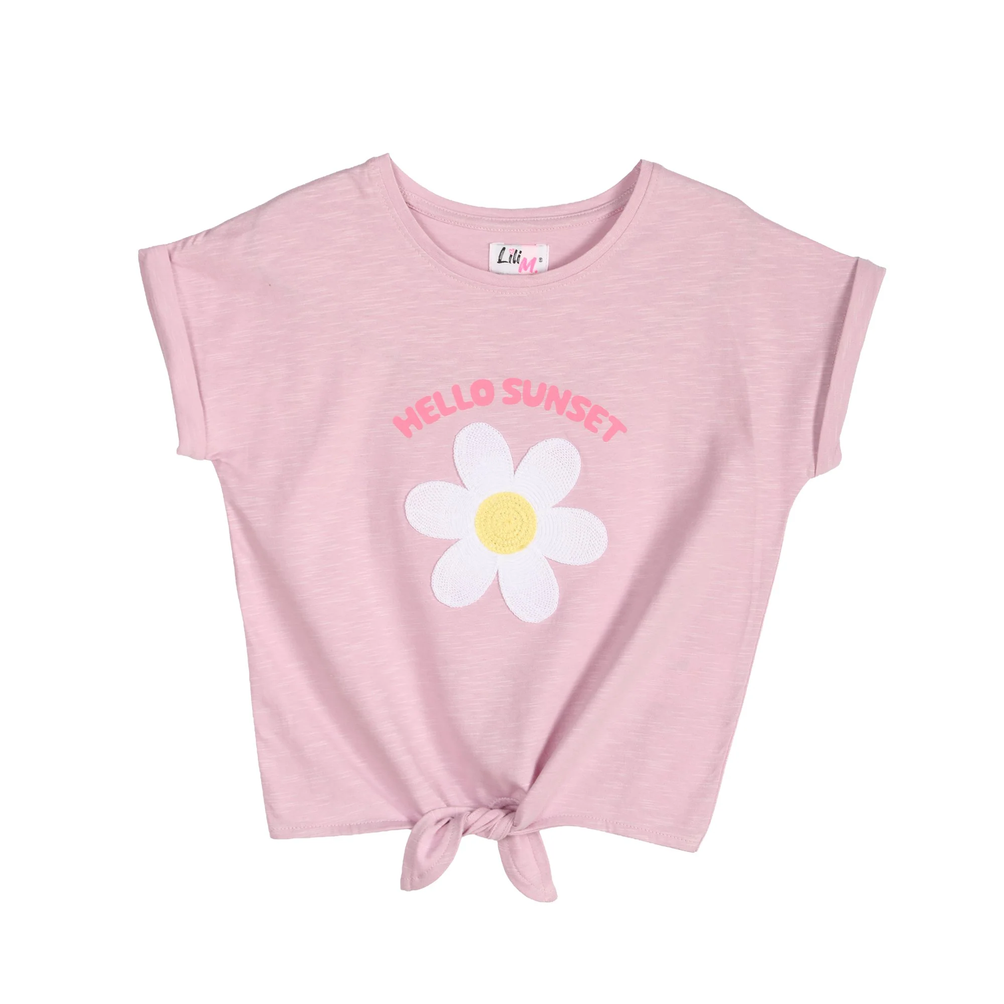 Tee shirt avec noeud et macramé - Violet