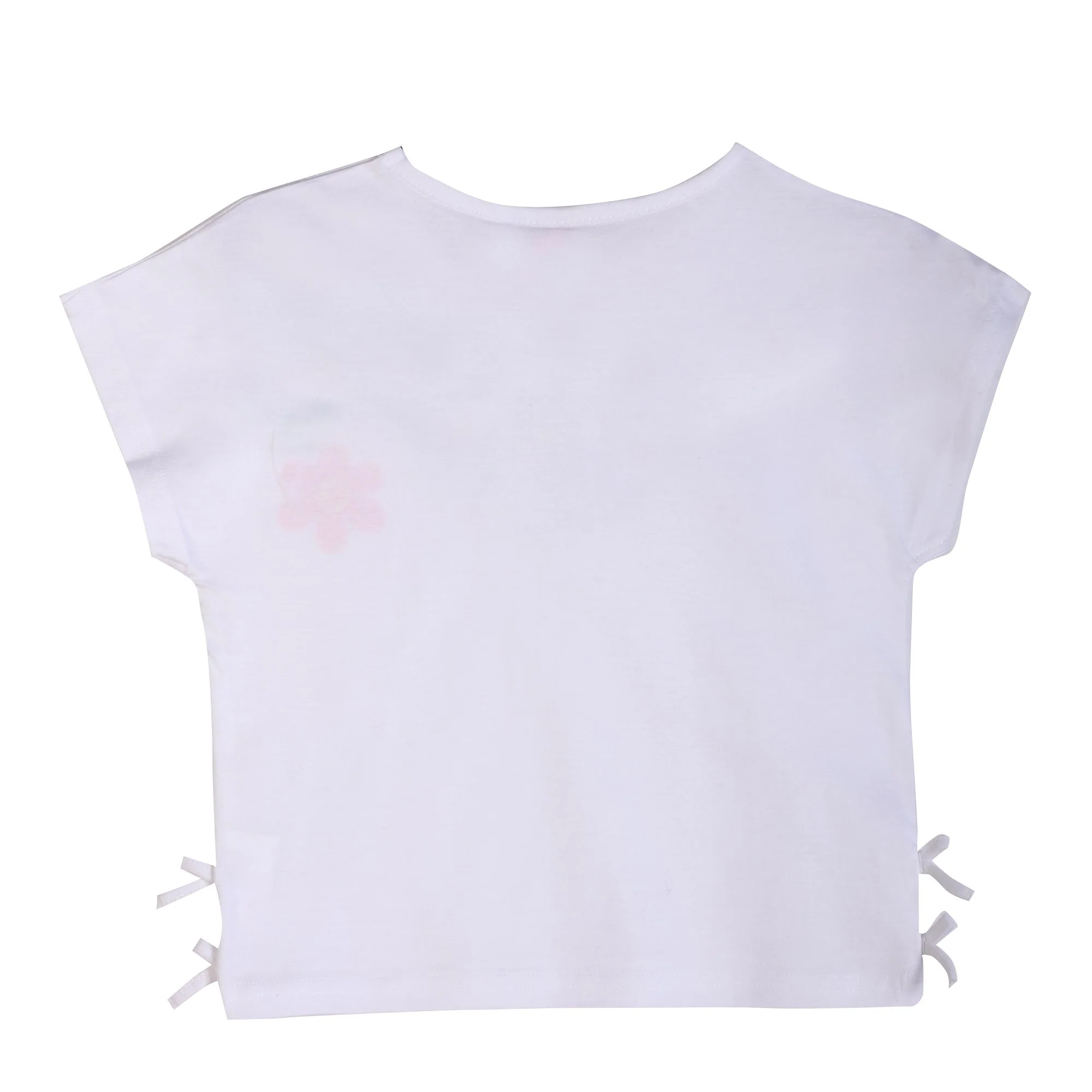 Tee shirt avec noeuds et broderies Ă fleurs - Blanc - Image 2