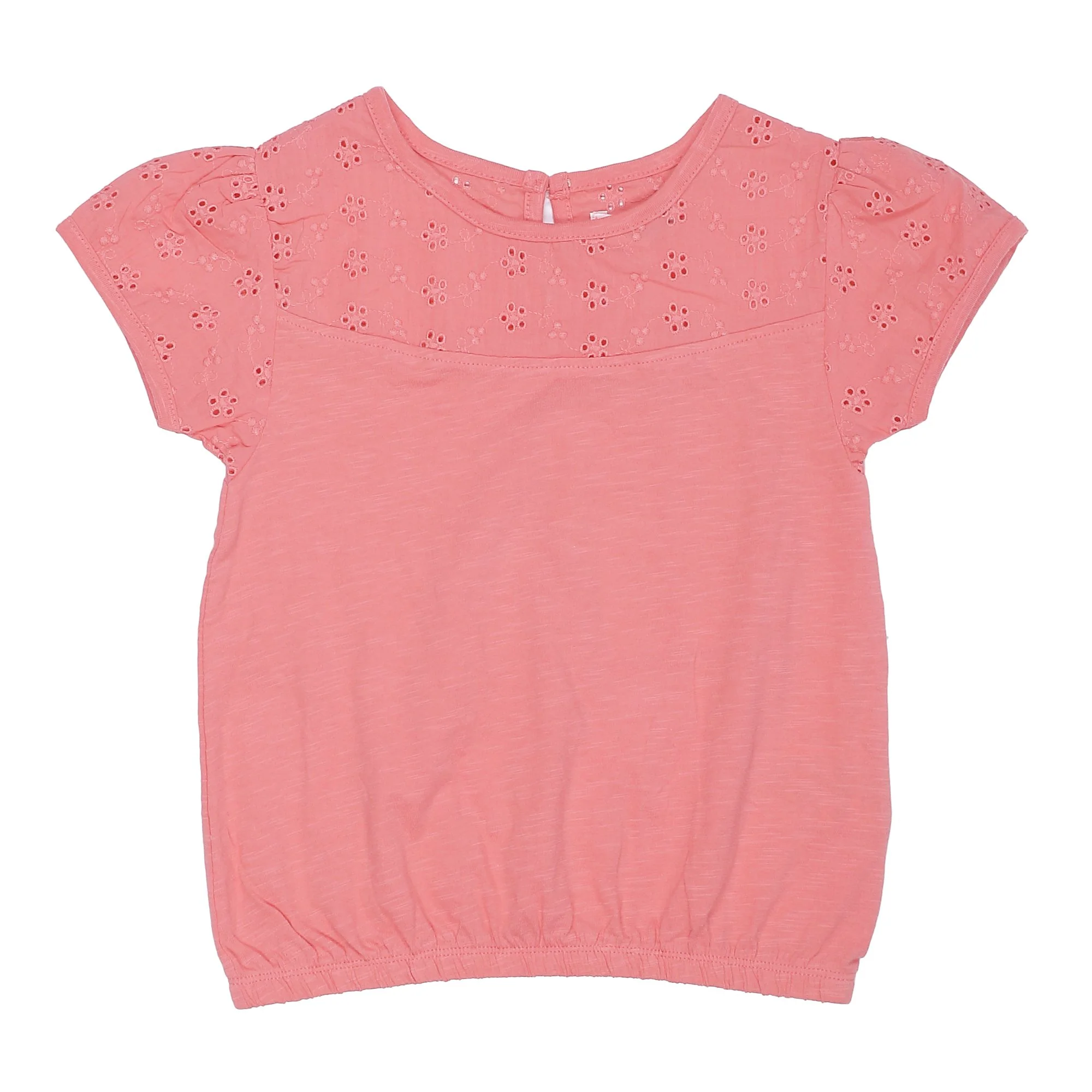Tee-shirt manches courtes avec broderie anglaise 3/6 ans  - Rose