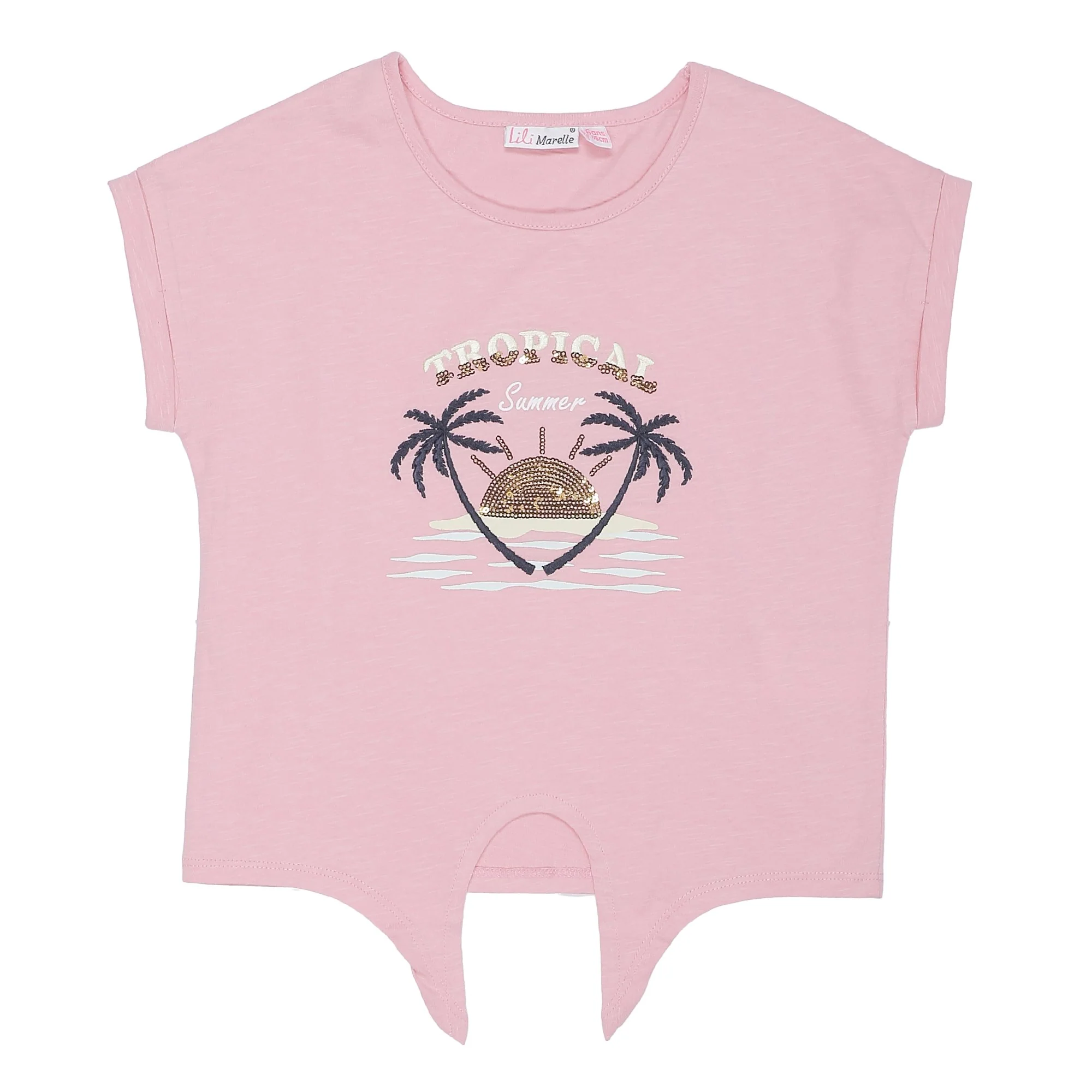 Tee-shirt manches courtes avec nœud 3/6 ans - Rose