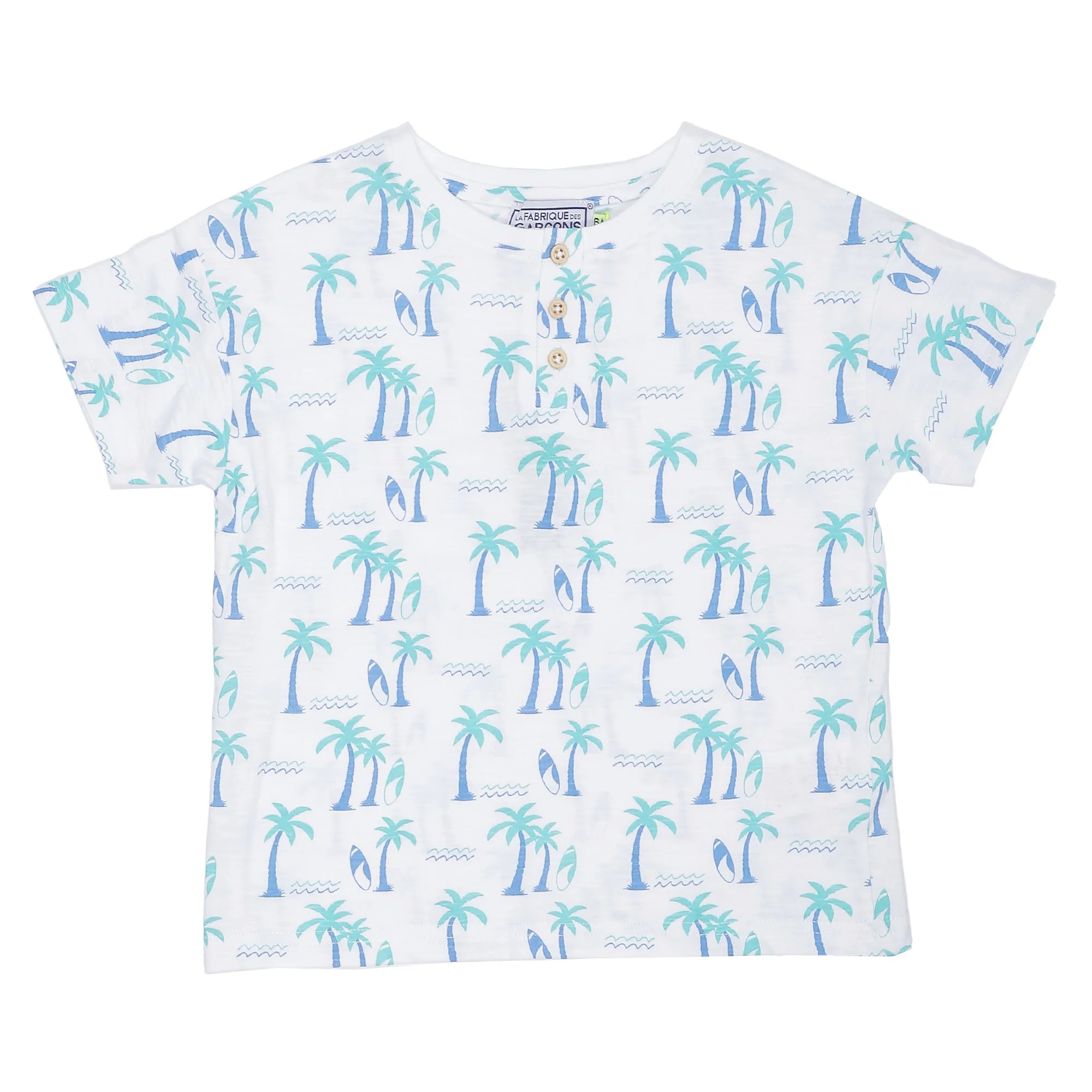 Tee-shirt manches courtes col tunisien 3/6 ans - Imprimé