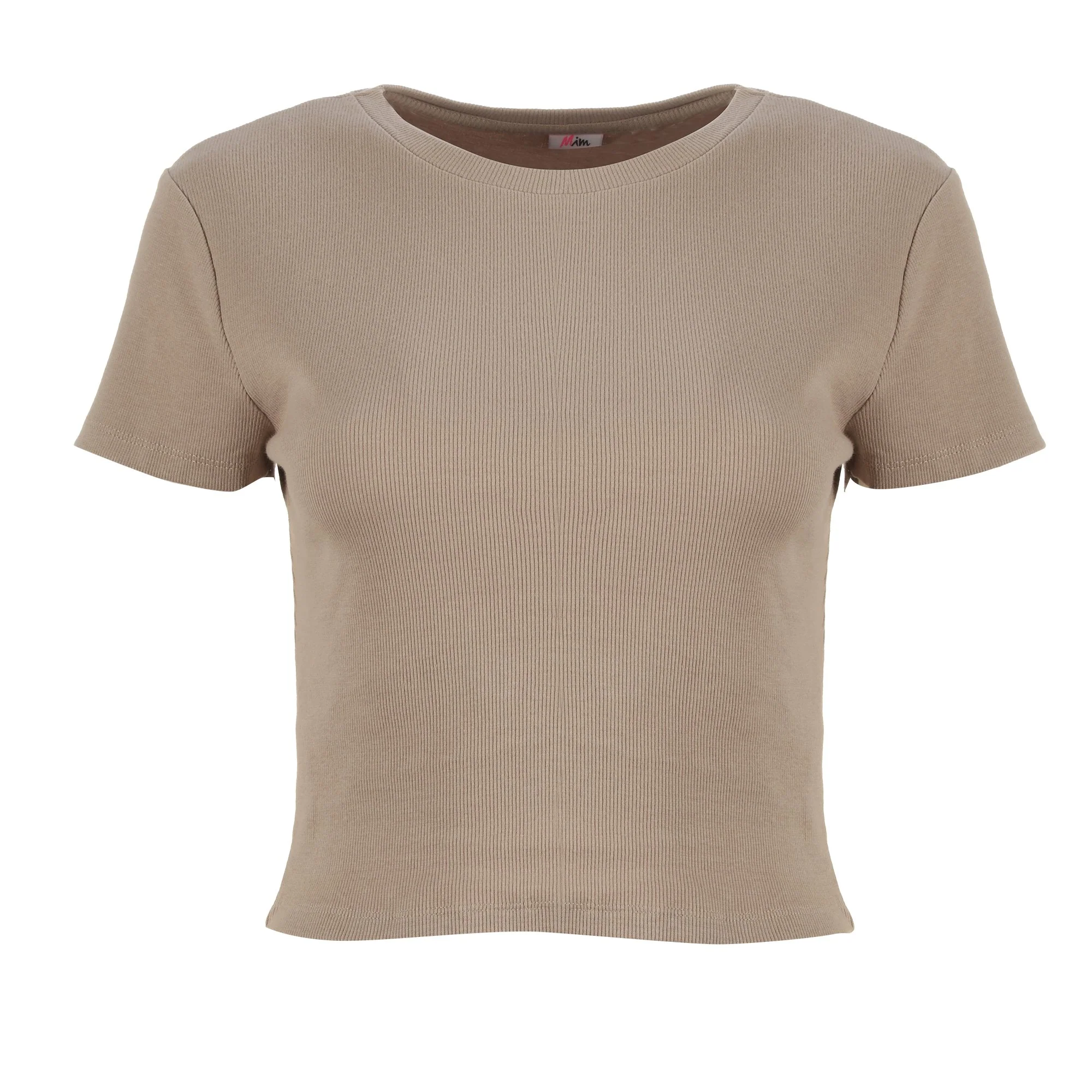 Tee-shirt manches courtes crop - Marron