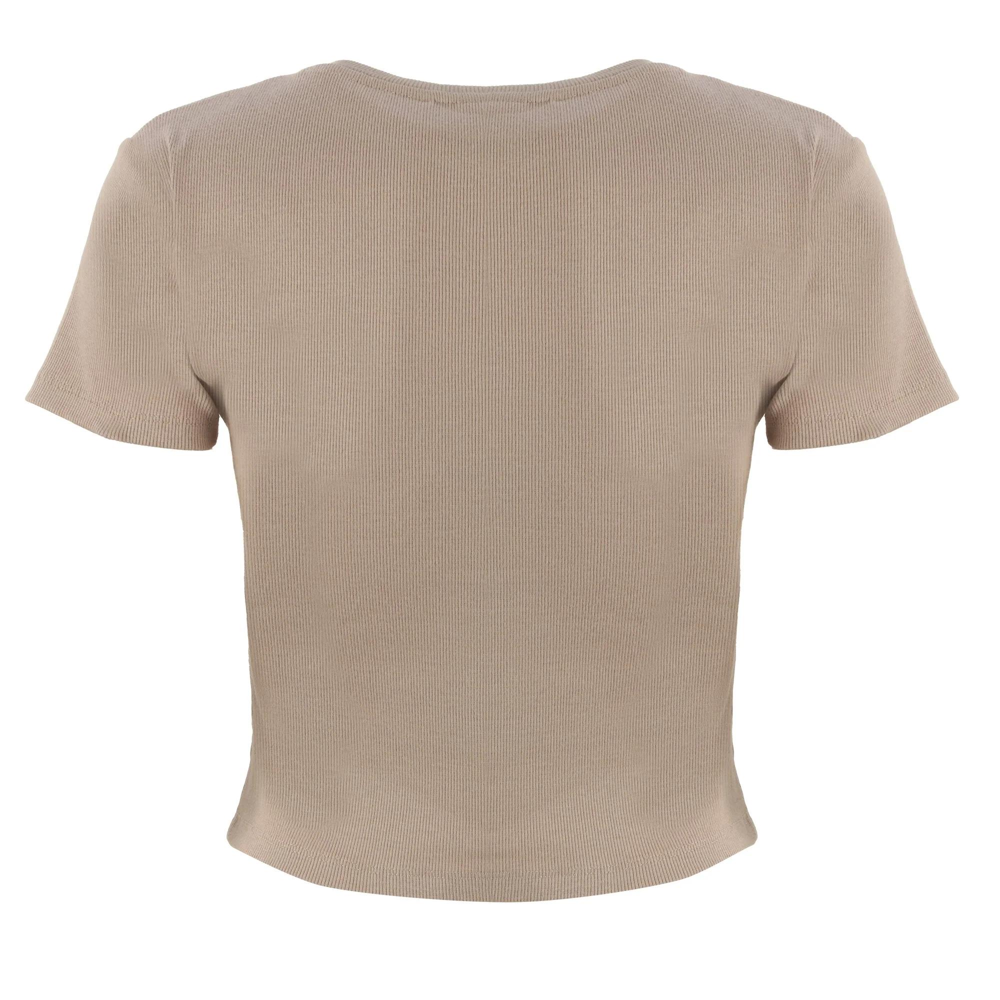 Tee-shirt manches courtes crop - Marron - Image 2