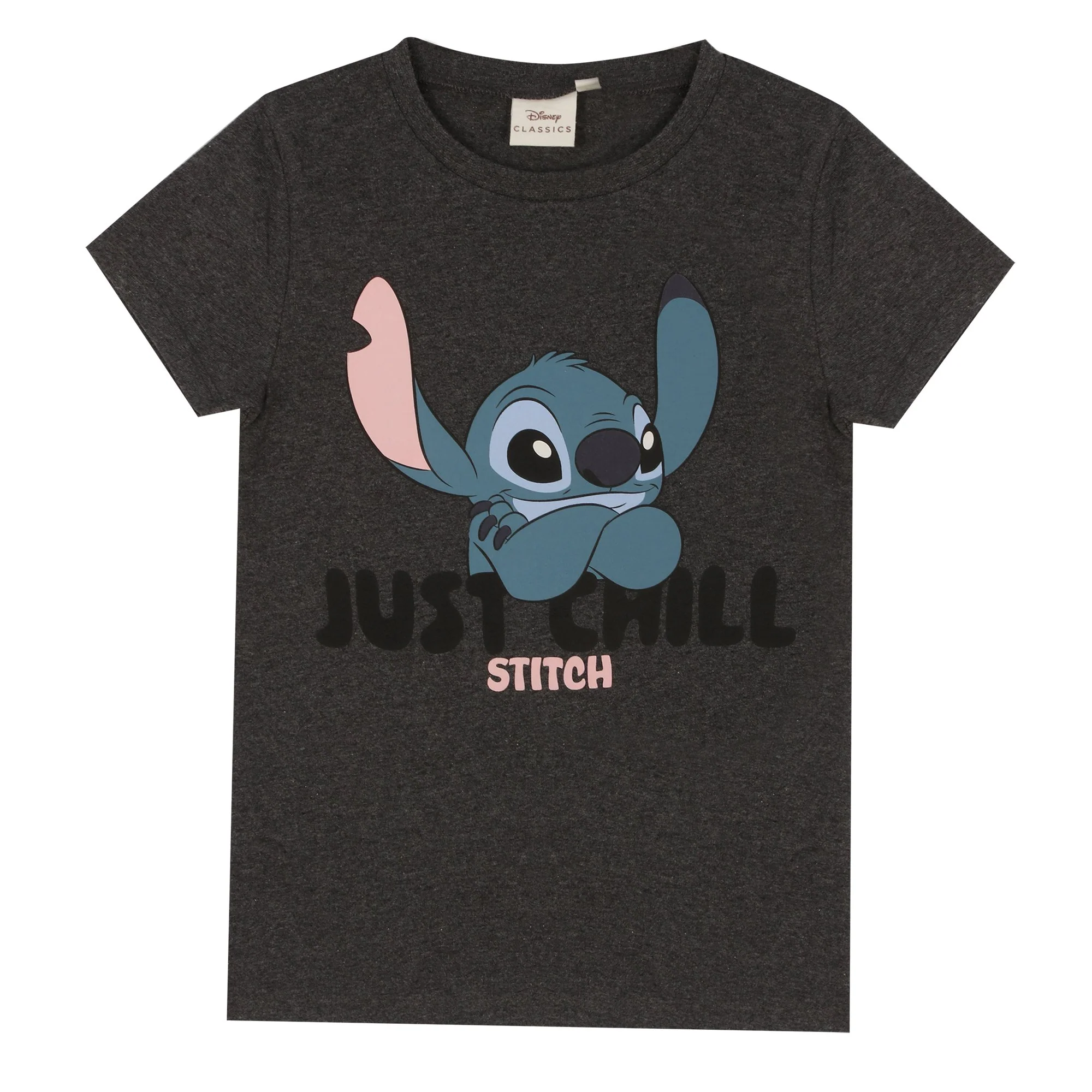 Tee-shirt manches courtes Stitch 6/12 ans - Noir