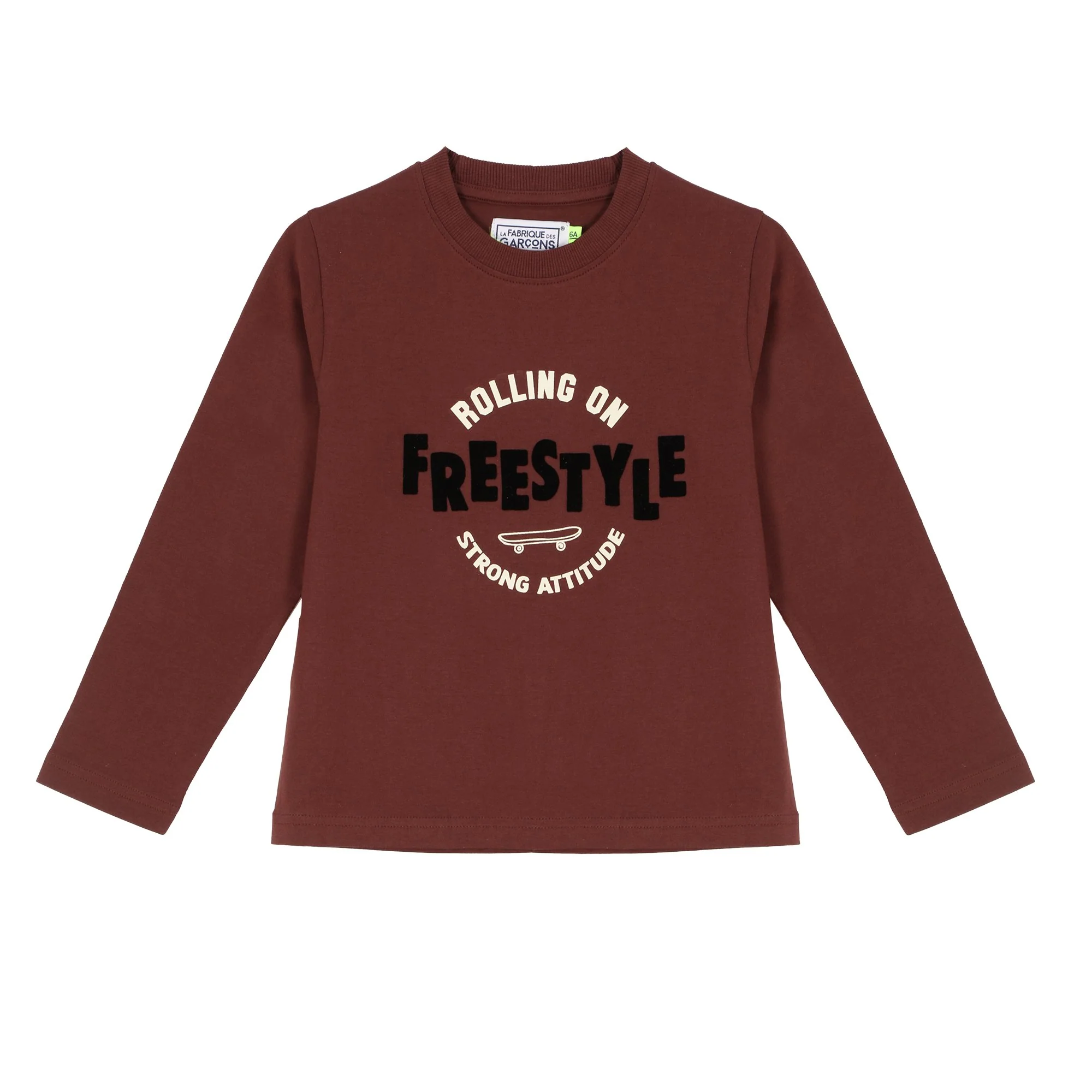 Tee-shirt manches longues avec animation 3-12 ans  - Marron