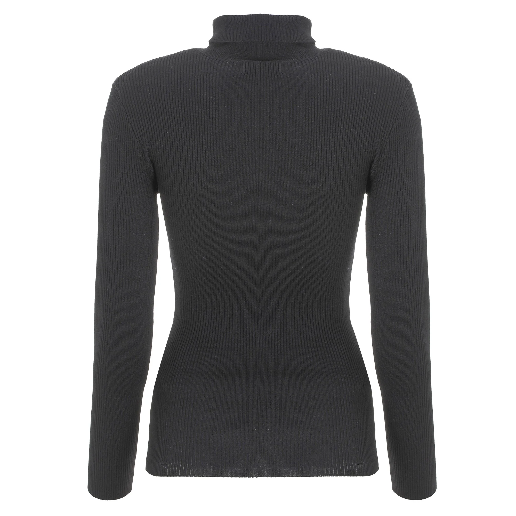 Tee-shirt manches longues col montant - Noir - Image 2