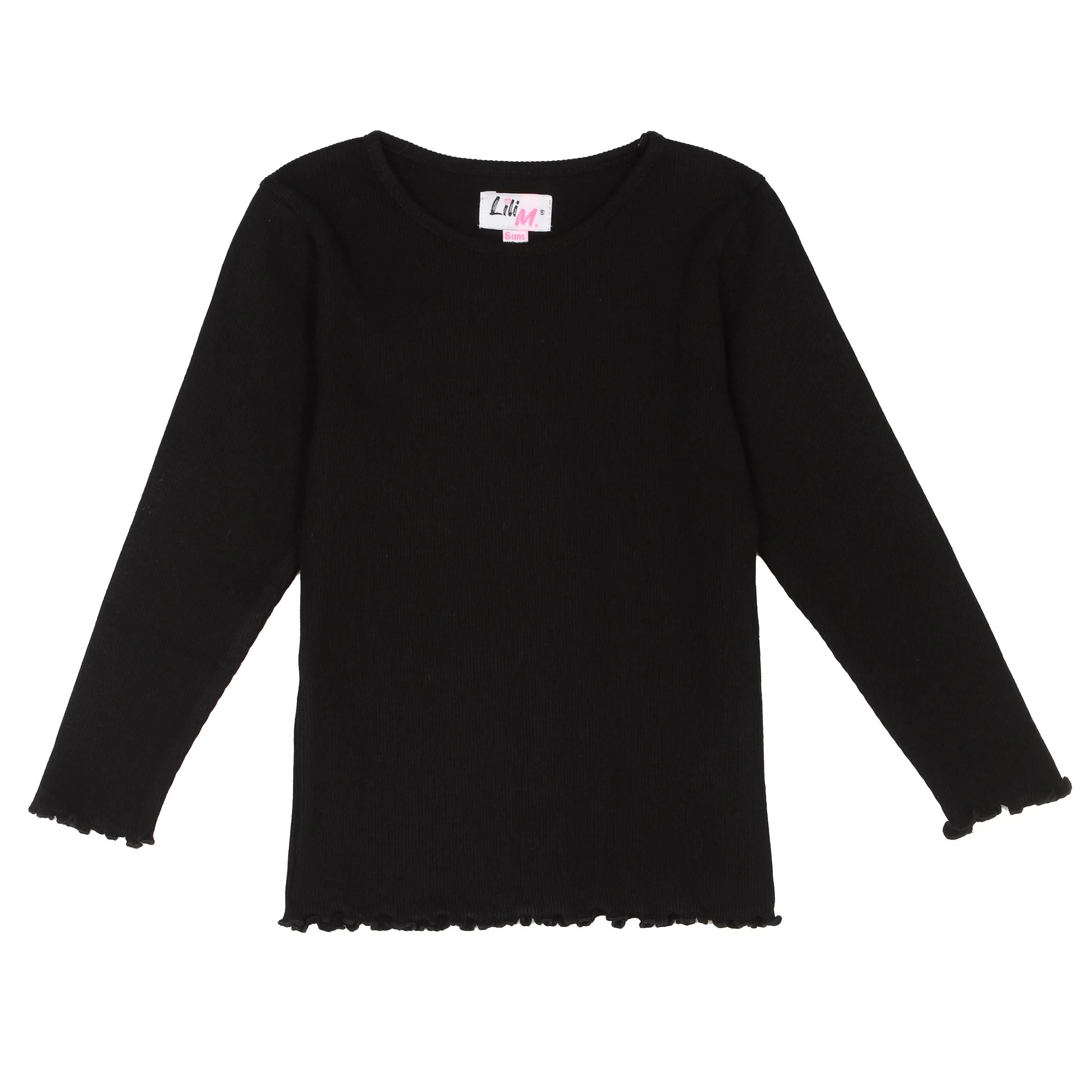 Tee shirt manches longues côtelé - Noir