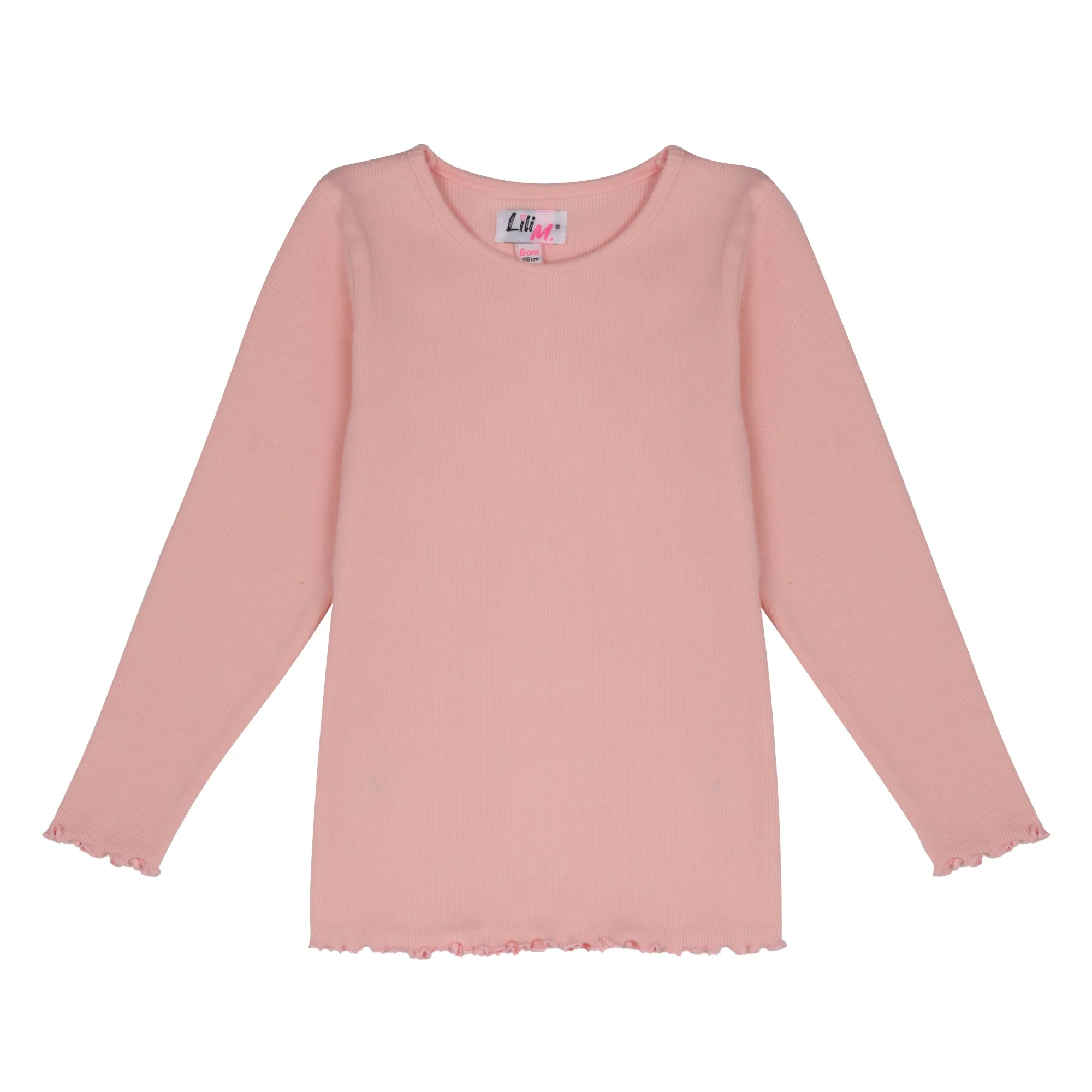 Tee shirt manches longues côtelé - Rose