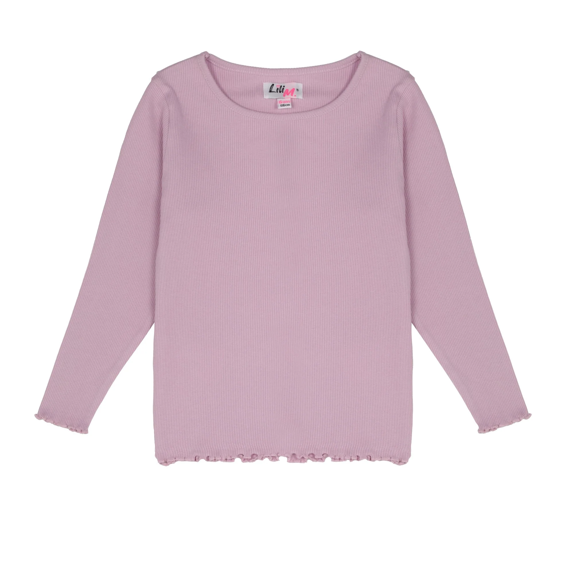 Tee shirt manches longues côtelé - Violet