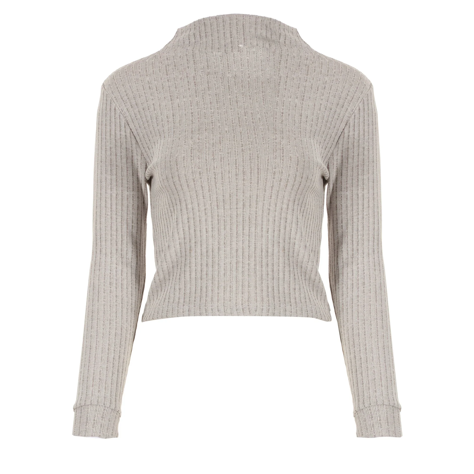 Tee-shirt manches longues crop col montant - Blanc
