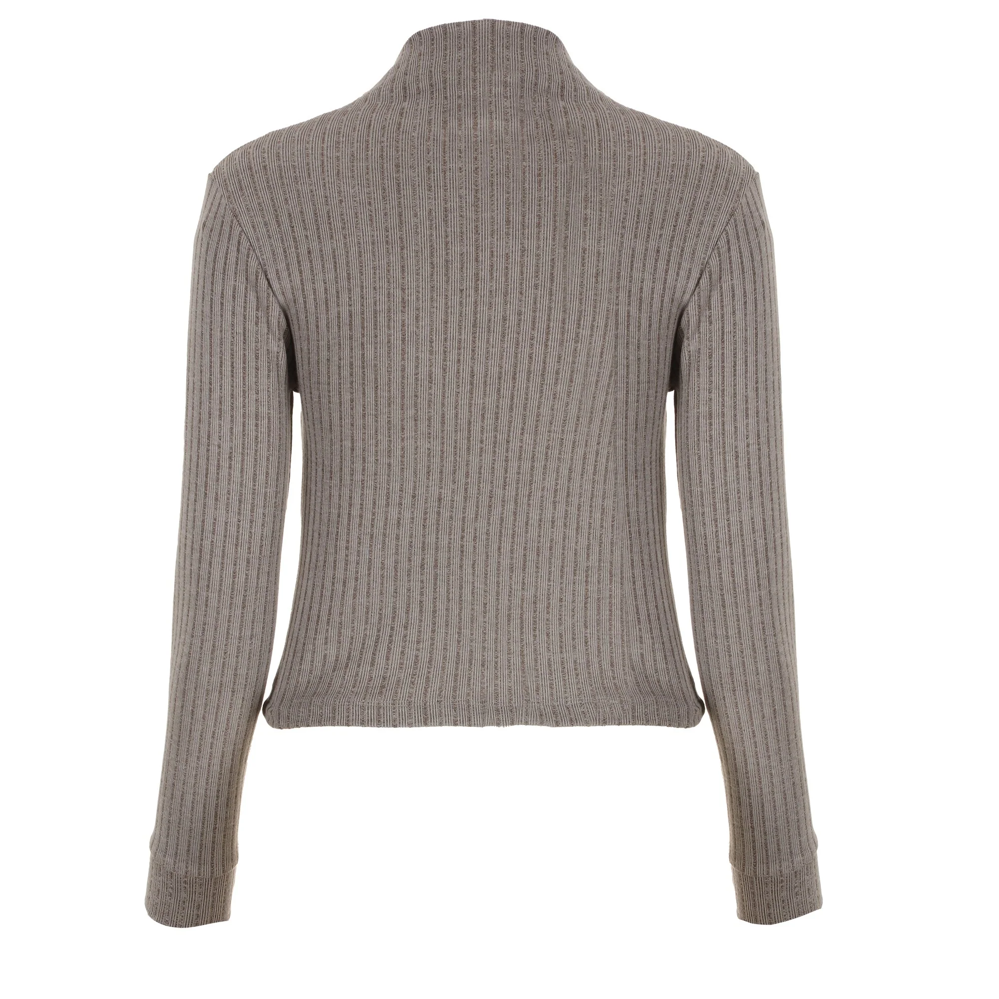 Tee-shirt manches longues crop col montant - Gris - Image 2