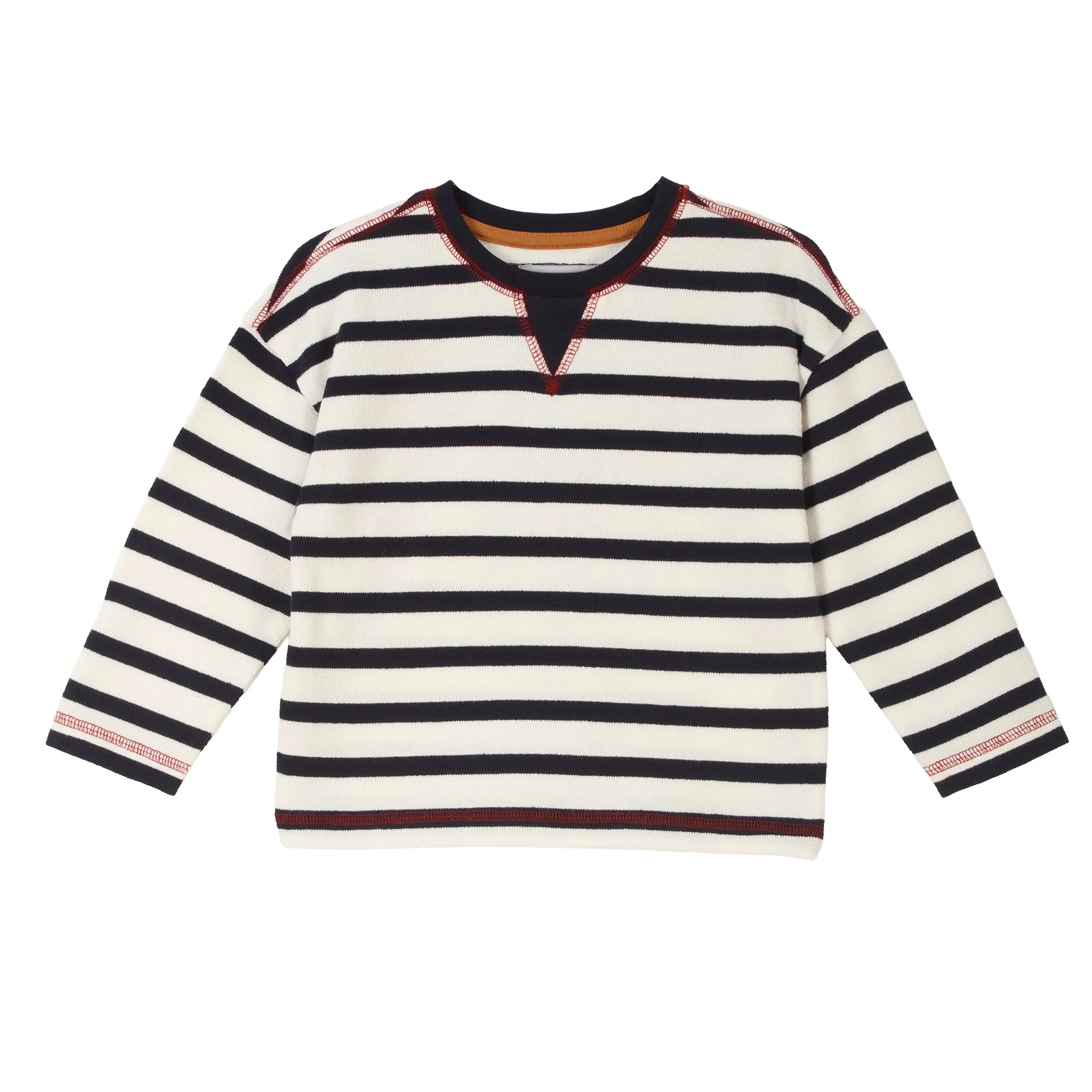 Tee-shirt manches longues marinière 3/12 ans - Bleu foncé