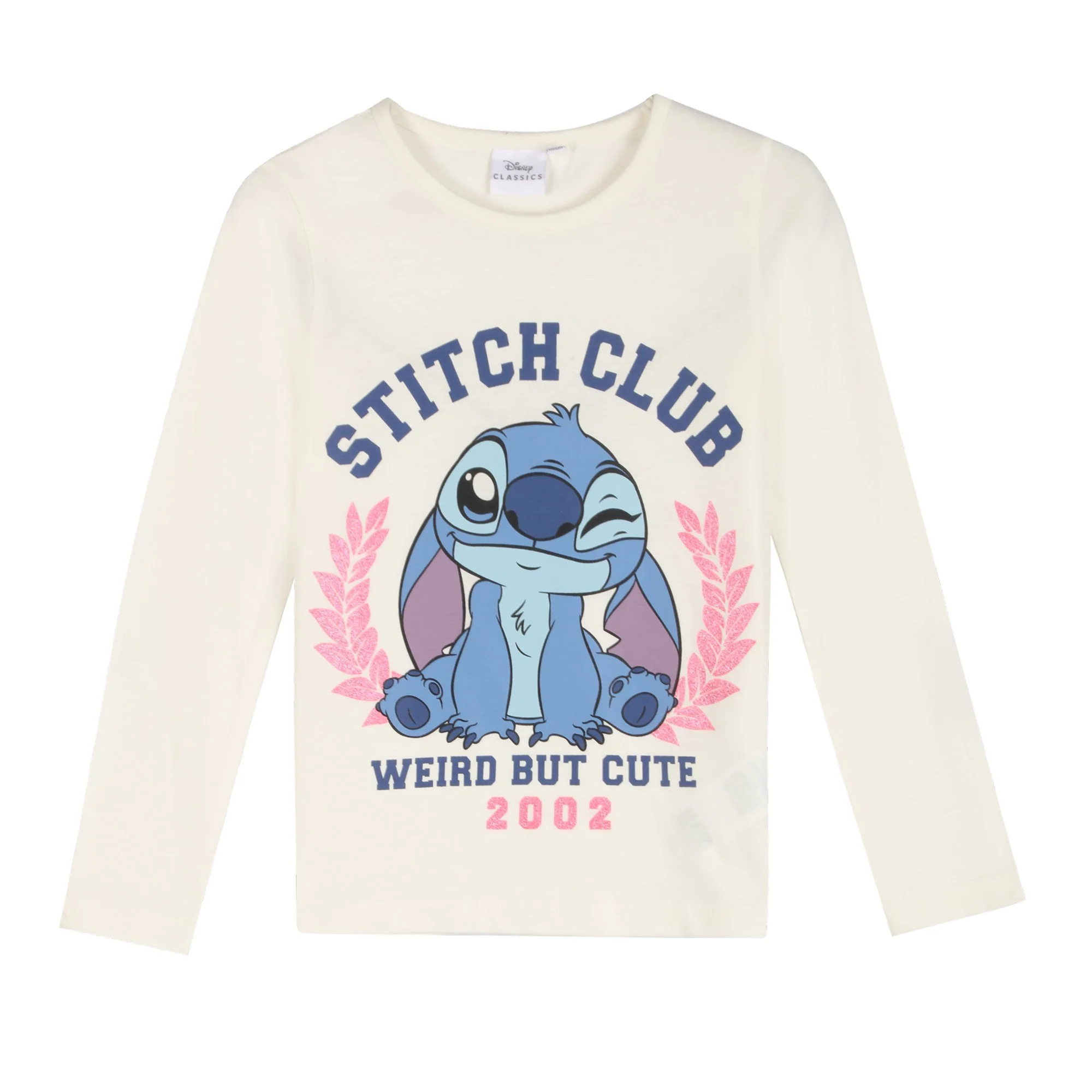 Tee-shirt manches longues pailleté Stitch 3/8 ans - Blanc
