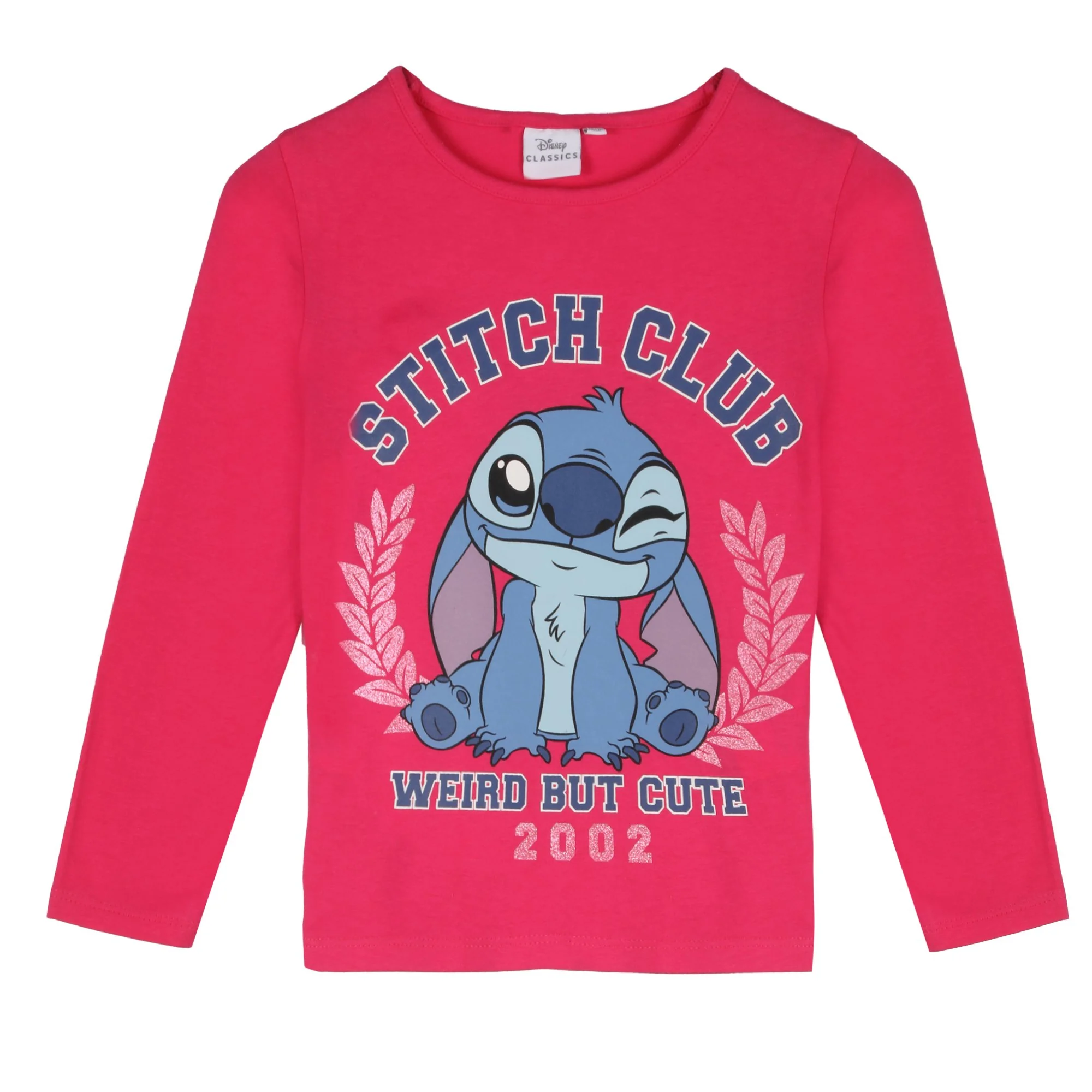 Tee-shirt manches longues rose Stitch pailleté 3/8 ans - Rose