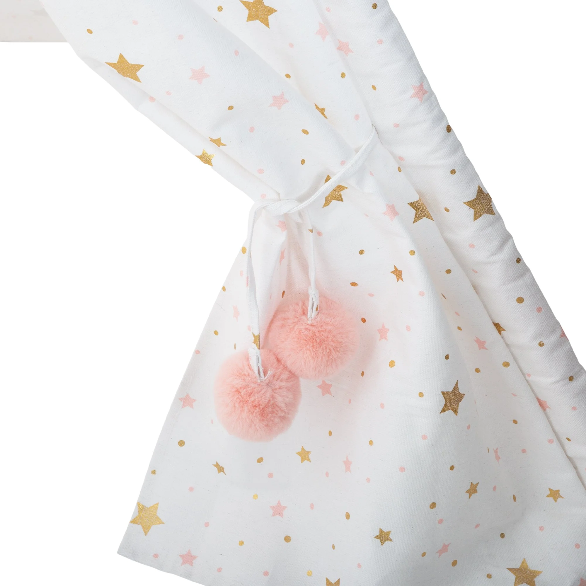 Tipi enfant toile blanche motif étoiles roses et dorées H 160 Cm - Image 4