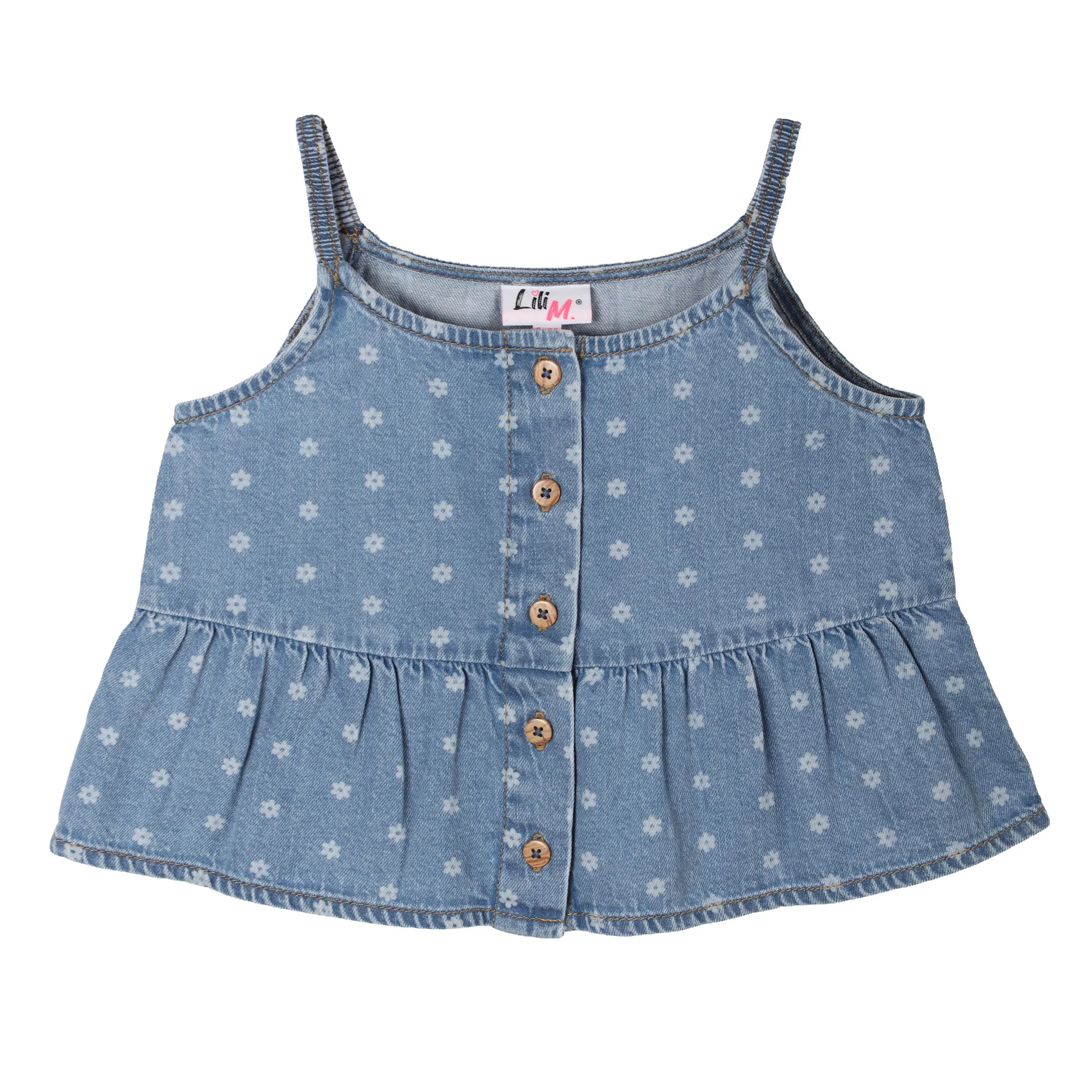 Top en jean bretelles fines - Bleu