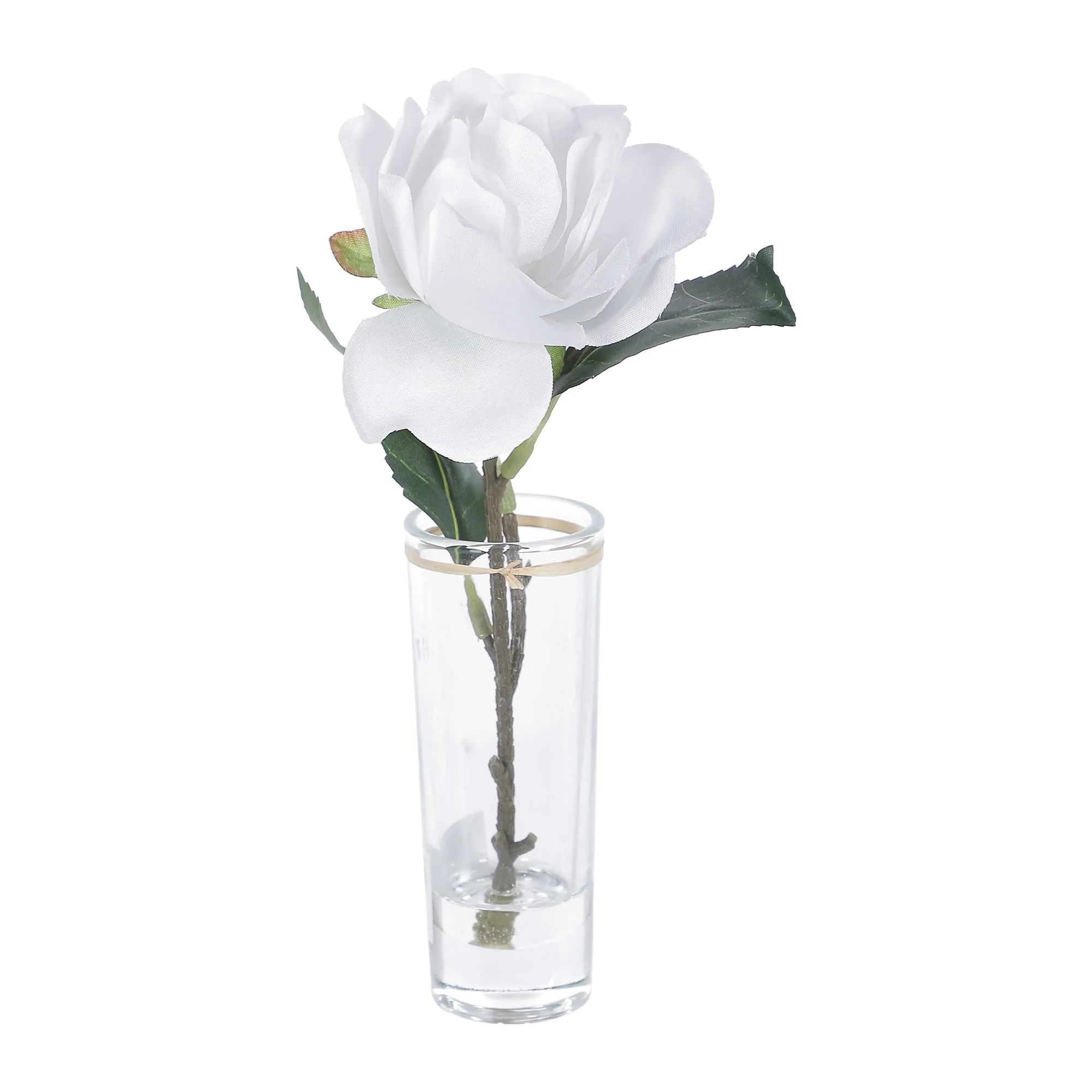 Vase en verre + rose