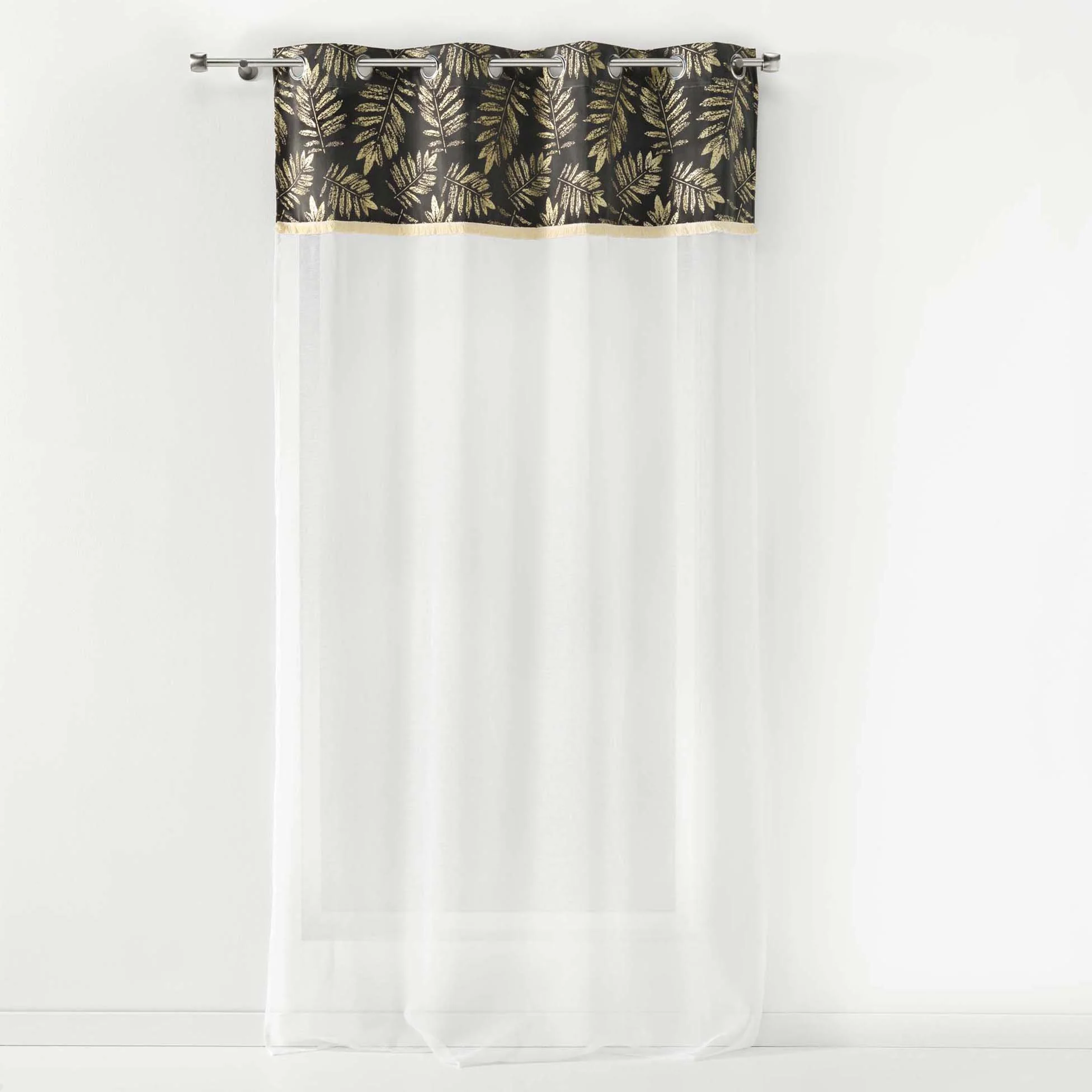 Voilage à œillets 140x240 cm sable  avec feuille en or