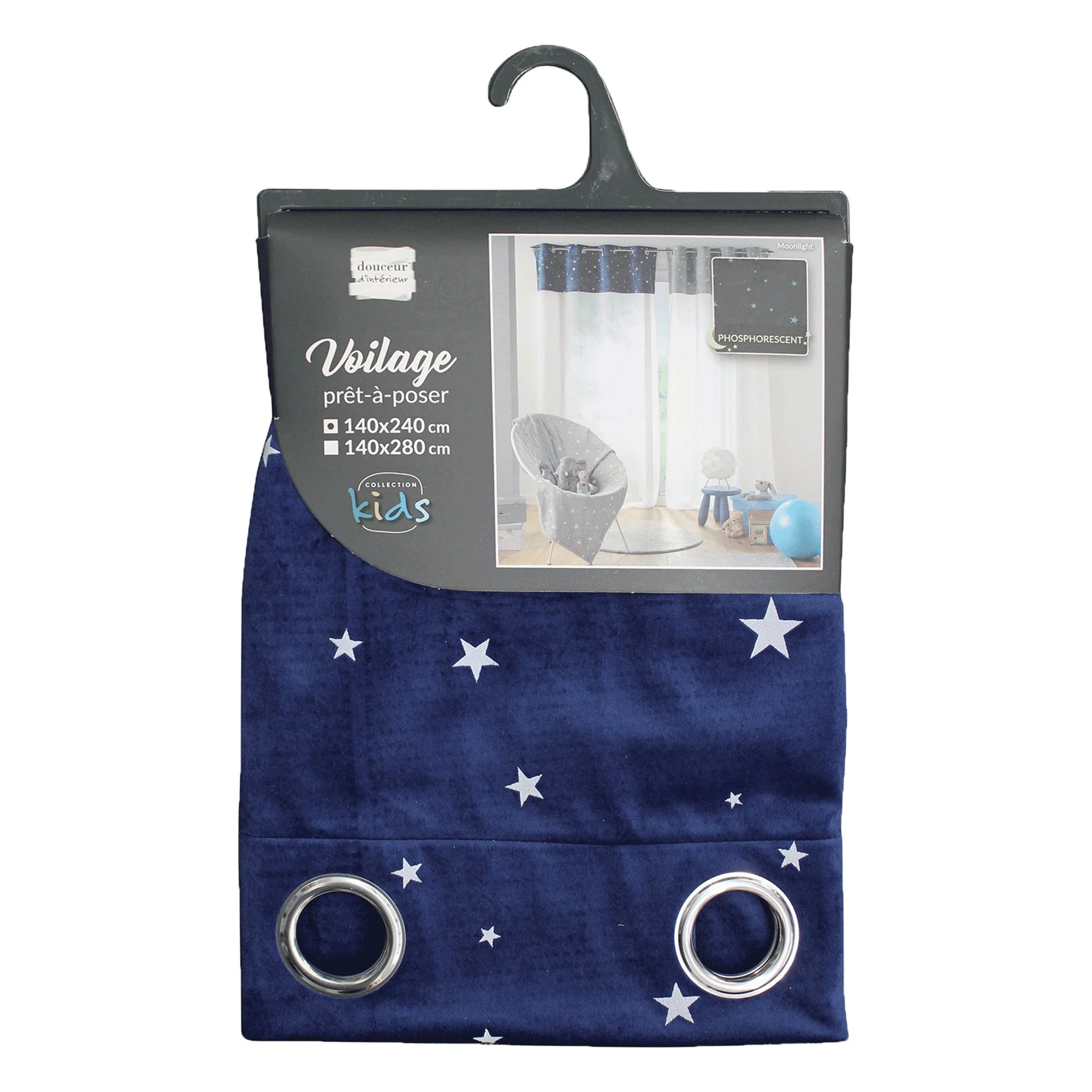 Voilage bicolore en velours bleu